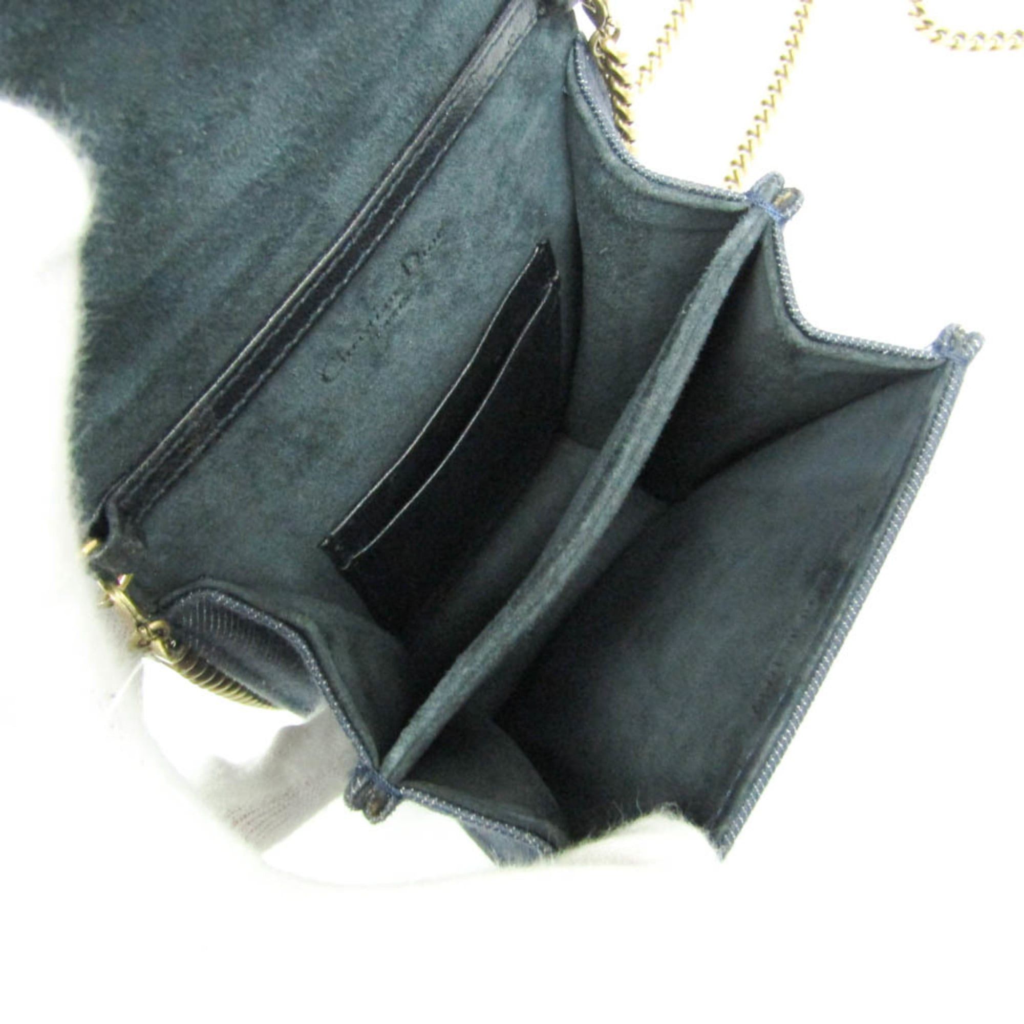 Dior Christian Dior Diorama Chain Shoulder Bag Women's Denim Studded Shoulder Bag Blue Size ONE SIZE - 3 Thumbnail