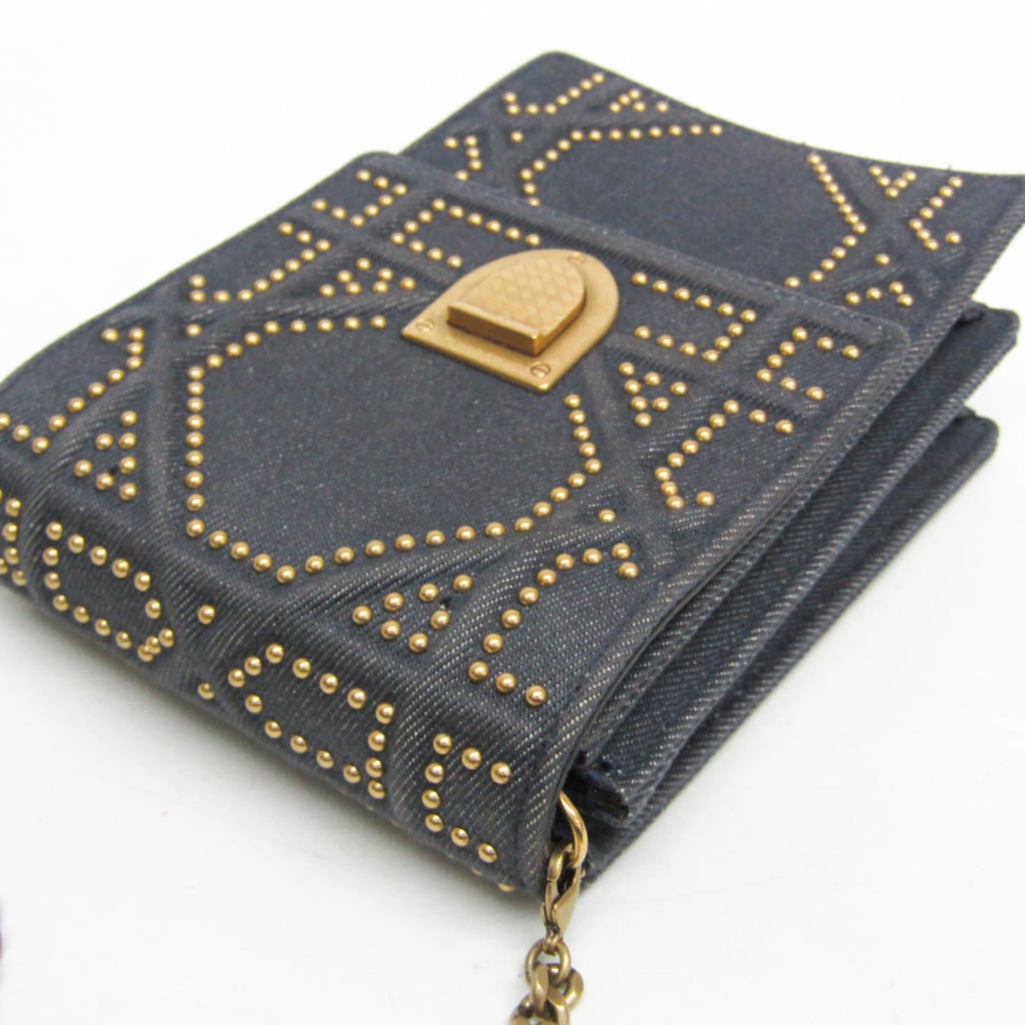 Dior Christian Dior Diorama Chain Shoulder Bag Women's Denim Studded Shoulder Bag Blue Size ONE SIZE - 5 Thumbnail