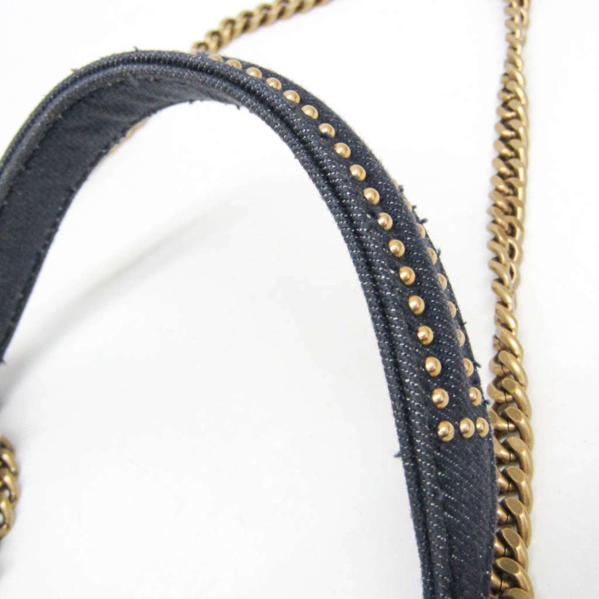 Dior Christian Dior Diorama Chain Shoulder Bag Women's Denim Studded Shoulder Bag Blue Size ONE SIZE - 8 Thumbnail