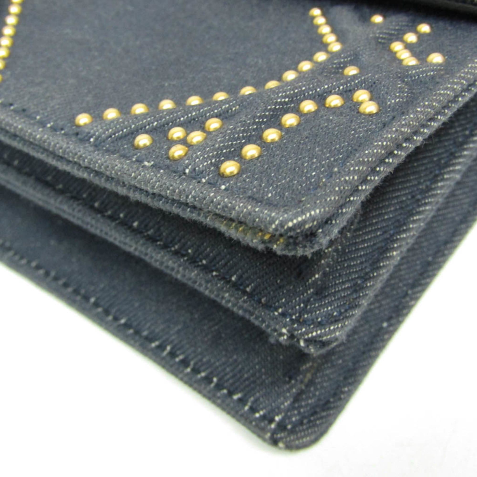 Dior Christian Dior Diorama Chain Shoulder Bag Women's Denim Studded Shoulder Bag Blue Size ONE SIZE - 7 Thumbnail
