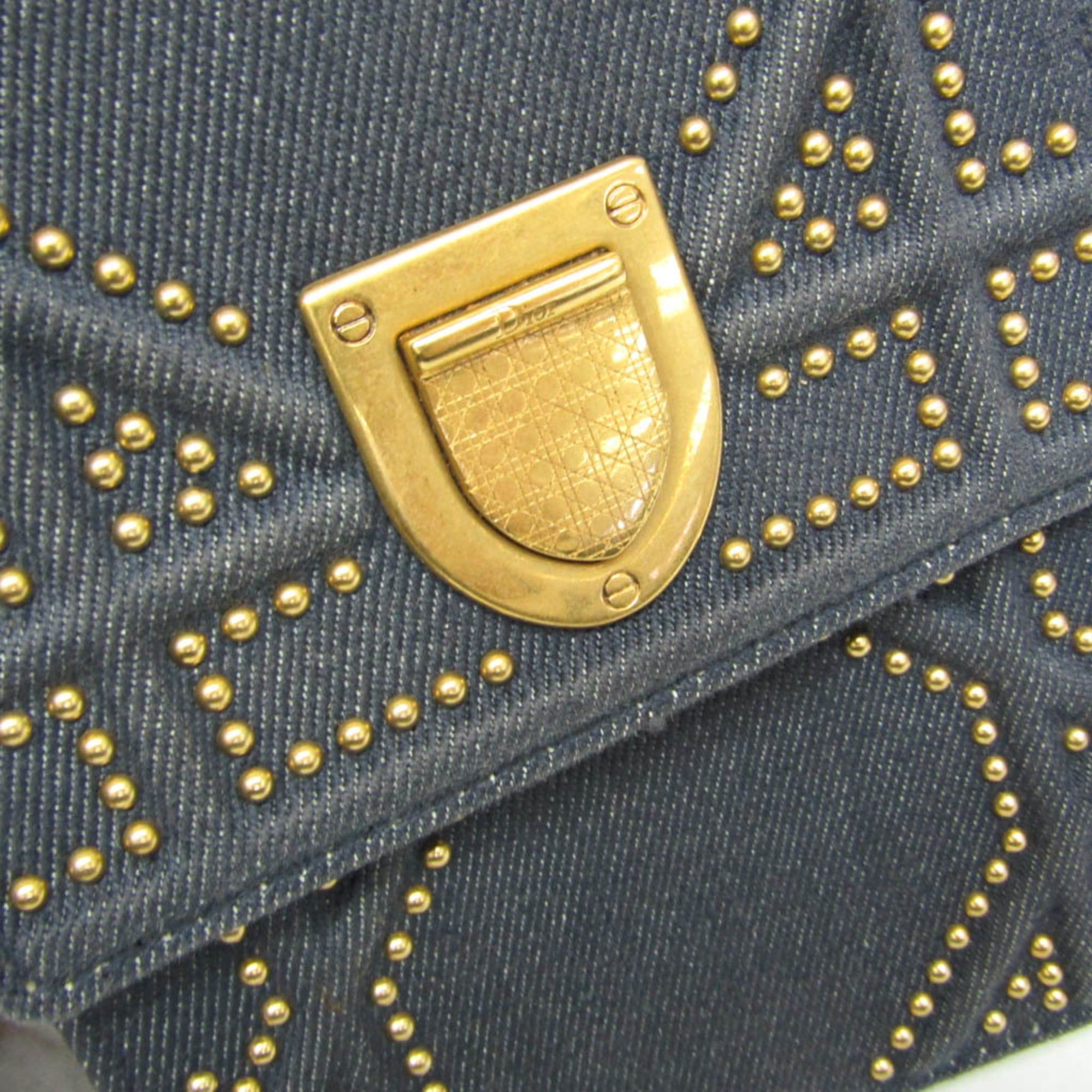 Dior Christian Dior Diorama Chain Shoulder Bag Women's Denim Studded Shoulder Bag Blue Size ONE SIZE - 10 Thumbnail