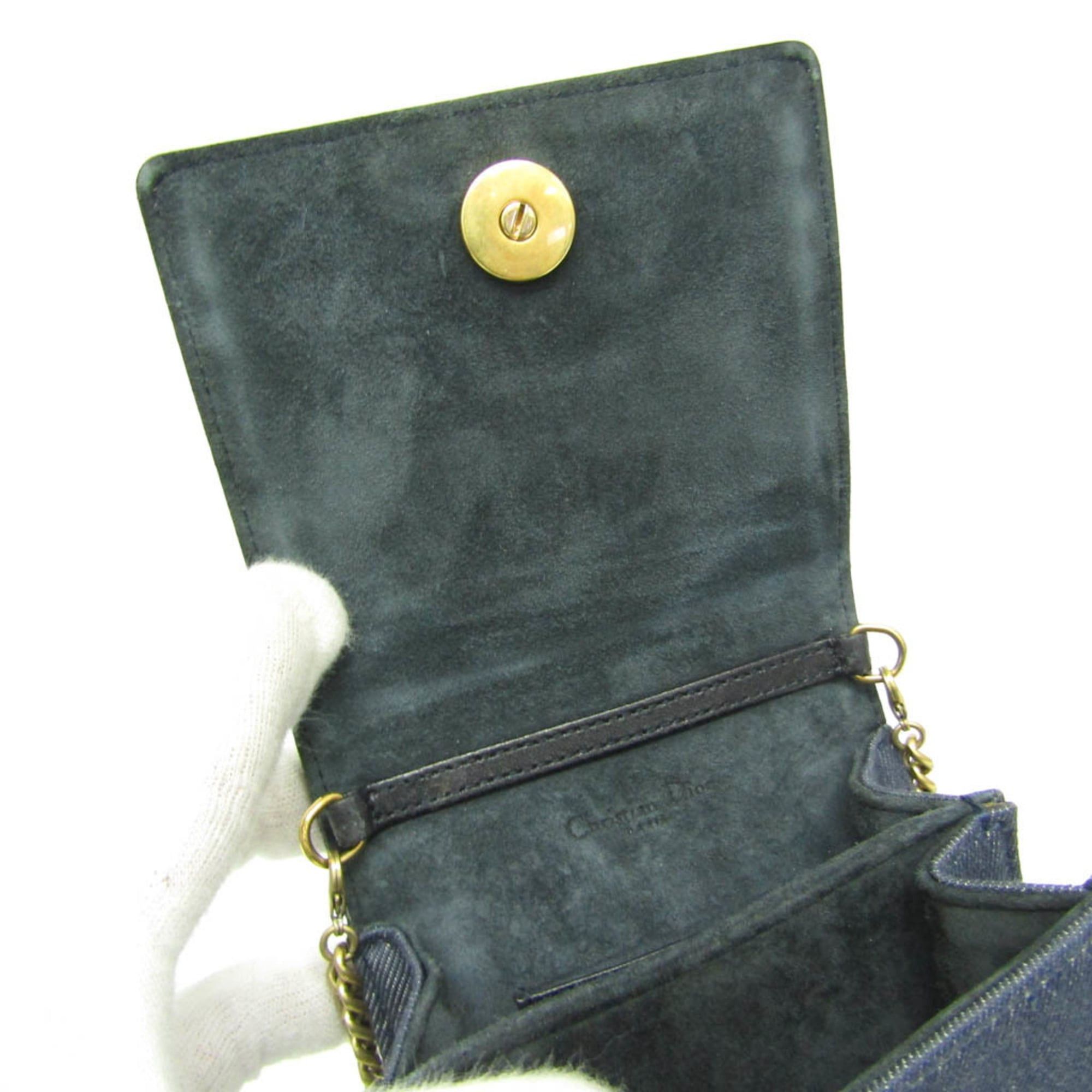 Dior Christian Dior Diorama Chain Shoulder Bag Women's Denim Studded Shoulder Bag Blue Size ONE SIZE - 11 Thumbnail