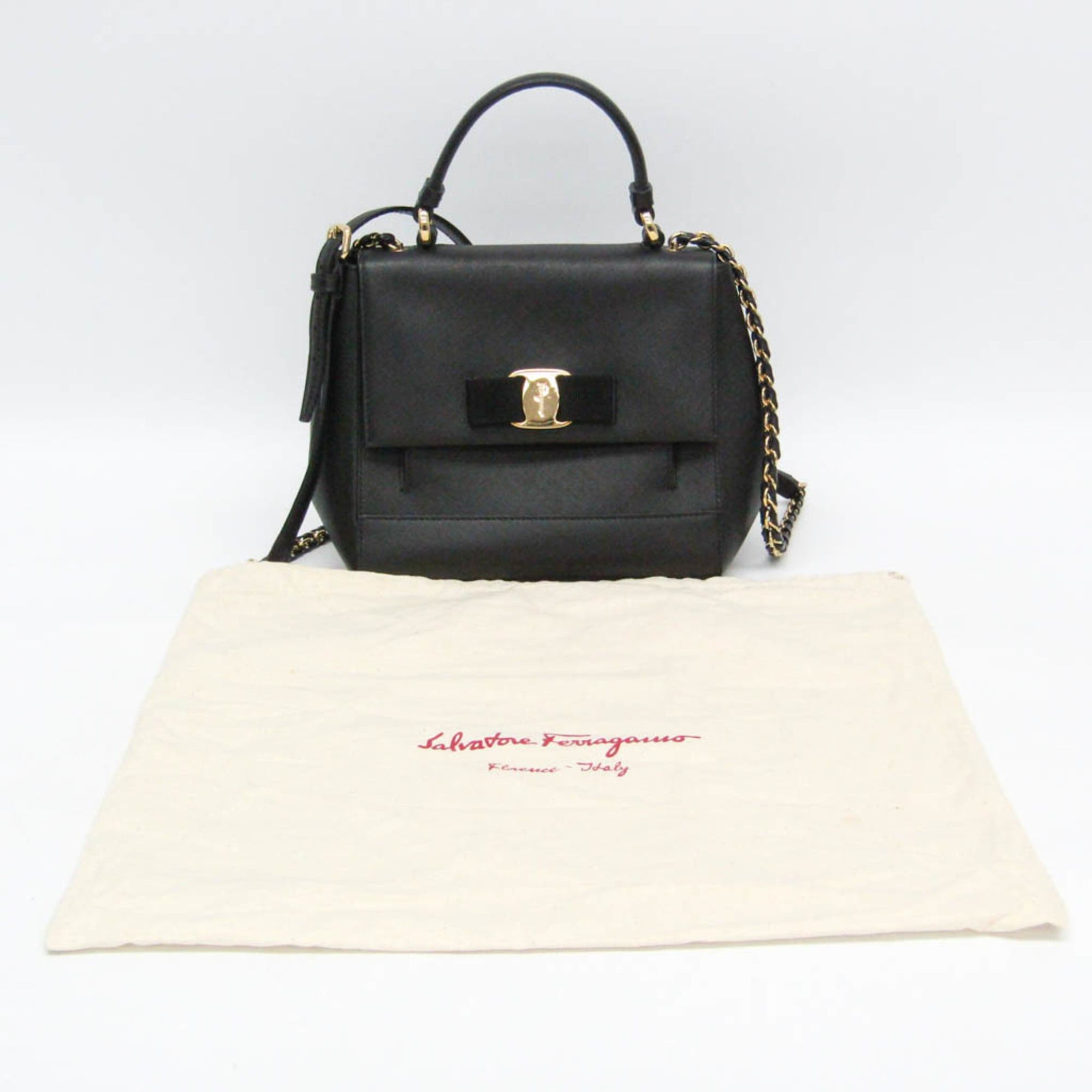 Salvatore Ferragamo Salvatore Ferragamo Vara EZ-21 F570 Women's Leather Handbag,Shoulder Bag Black Size ONE SIZE - 2 Thumbnail