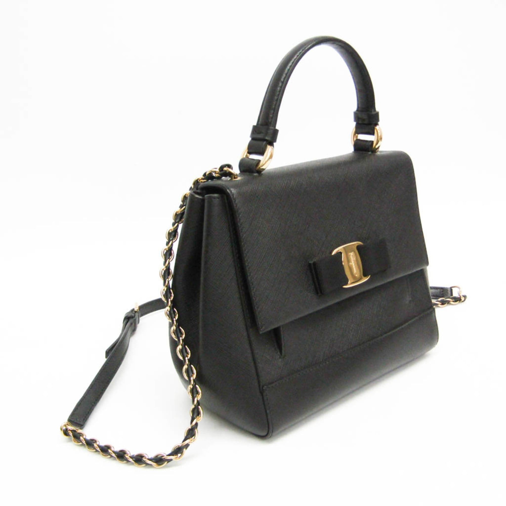Salvatore Ferragamo Salvatore Ferragamo Vara EZ-21 F570 Women's Leather Handbag,Shoulder Bag Black Size ONE SIZE - 8 Thumbnail