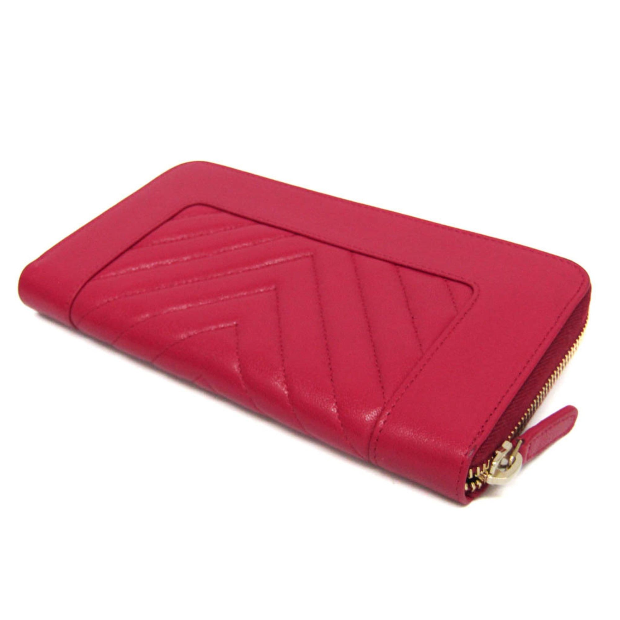 Chanel Chanel Mademoiselle V Stitch Women's Lambskin Long Wallet (bi-fold) Pink Size ONE SIZE - 3 Thumbnail