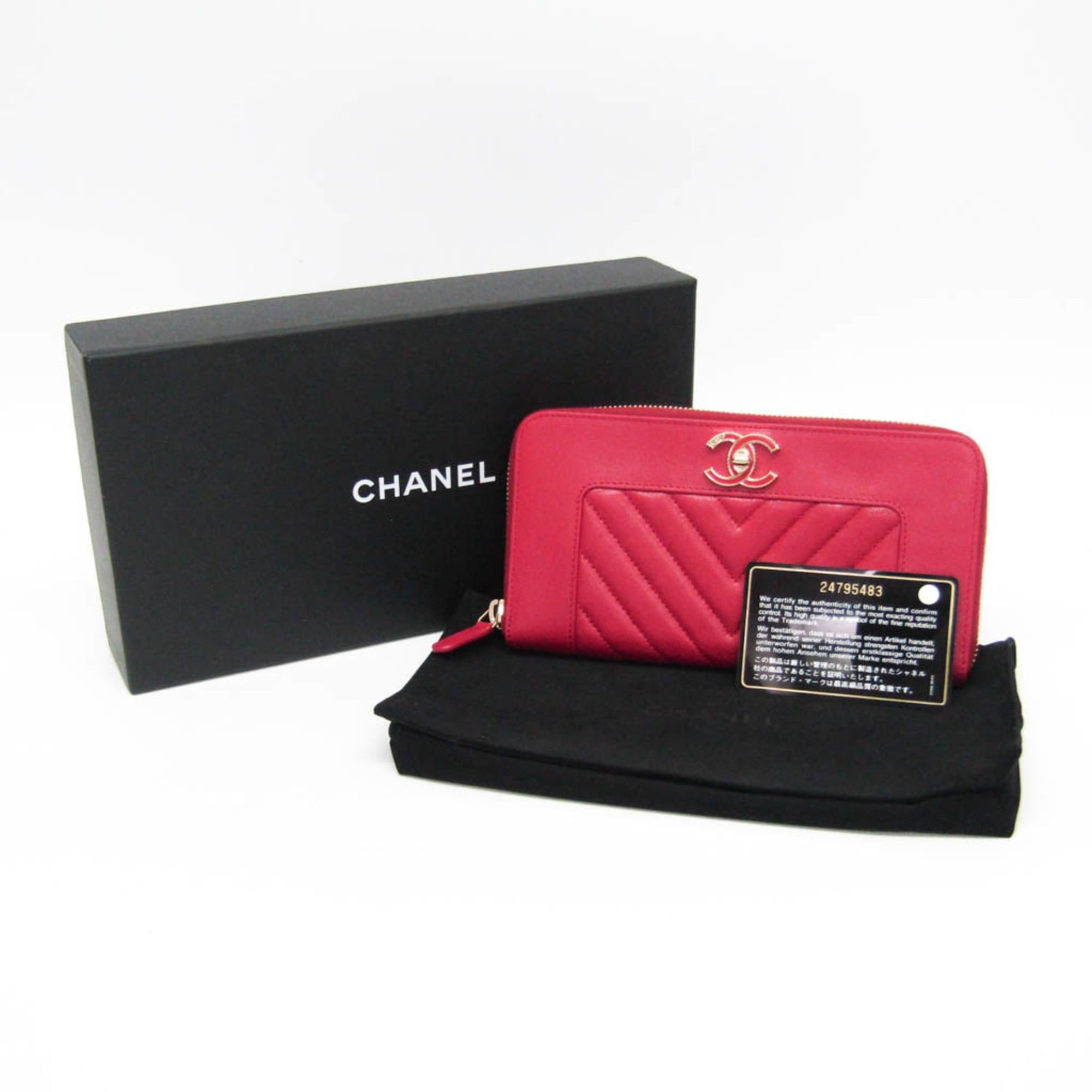 Chanel Chanel Mademoiselle V Stitch Women's Lambskin Long Wallet (bi-fold) Pink Size ONE SIZE - 2 Thumbnail