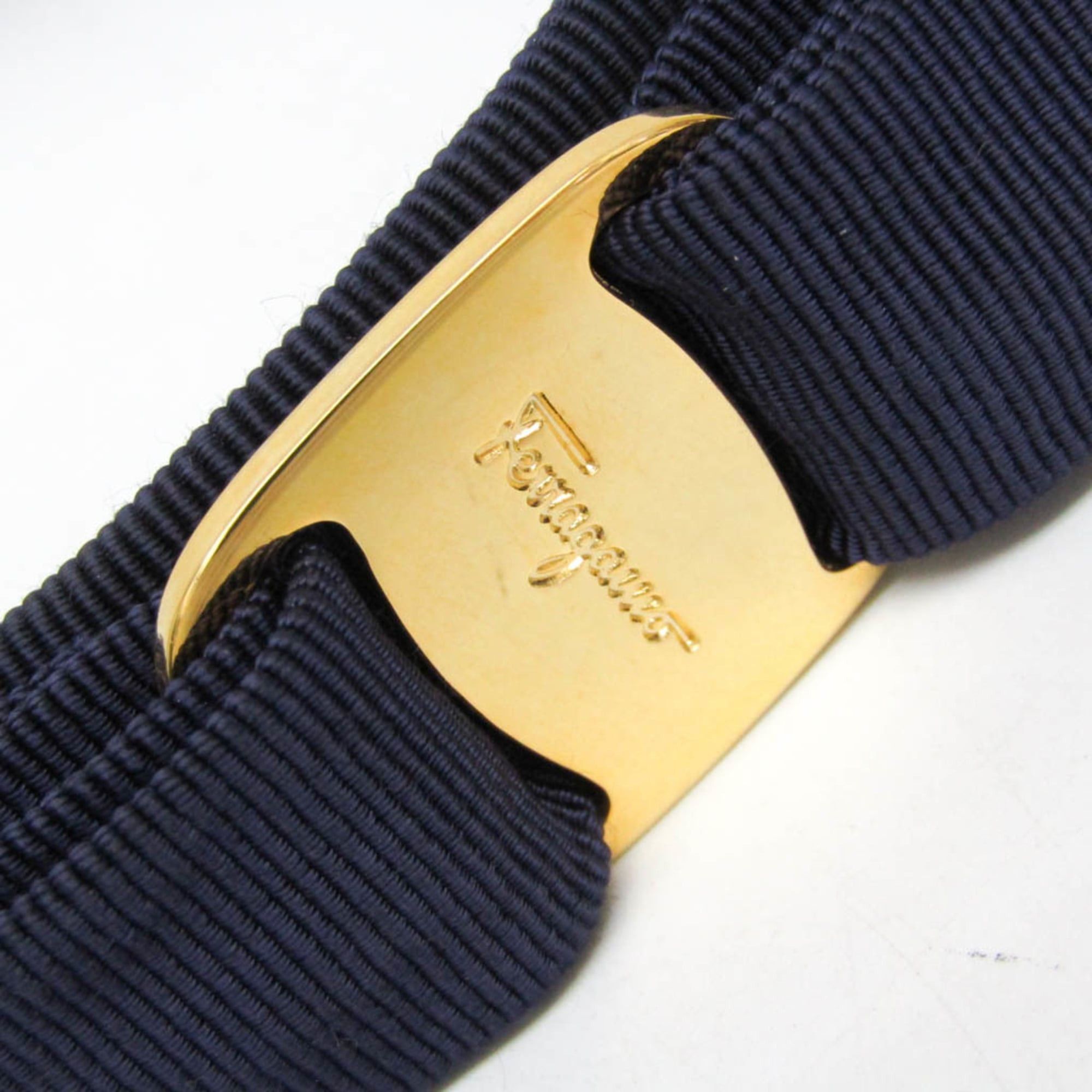 Salvatore Ferragamo Salvatore Ferragamo Vara No Stone Cotton,Metal Women's Alice Band Navy Size ONE SIZE - 8 Thumbnail