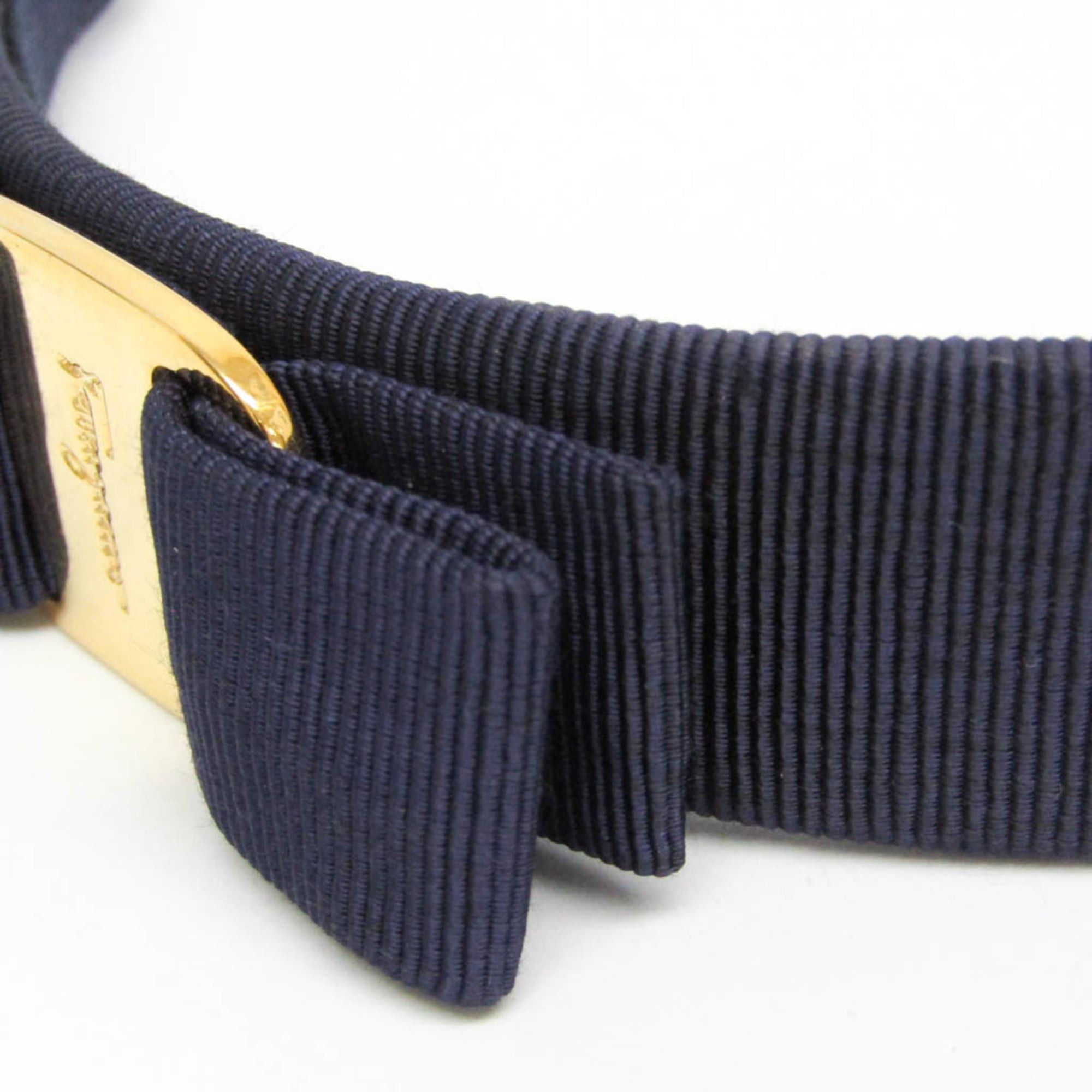 Salvatore Ferragamo Salvatore Ferragamo Vara No Stone Cotton,Metal Women's Alice Band Navy Size ONE SIZE - 6 Thumbnail
