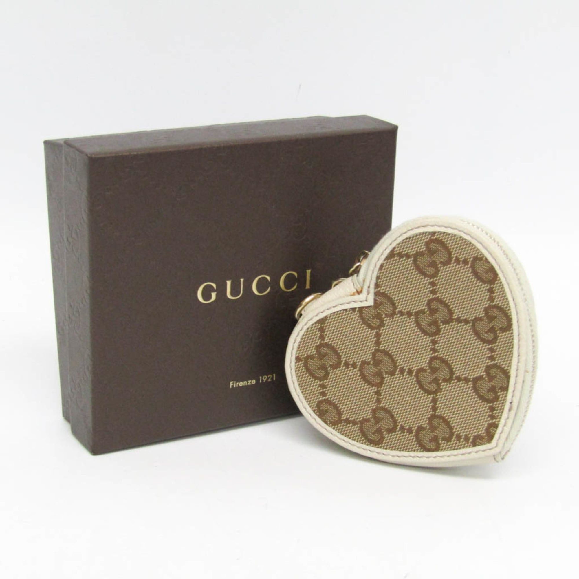 Gucci Gucci Heart Motif 152615 Women's GG Canvas,Leather Coin Purse/coin Case Beige,Off-white Size ONE SIZE - 2 Thumbnail