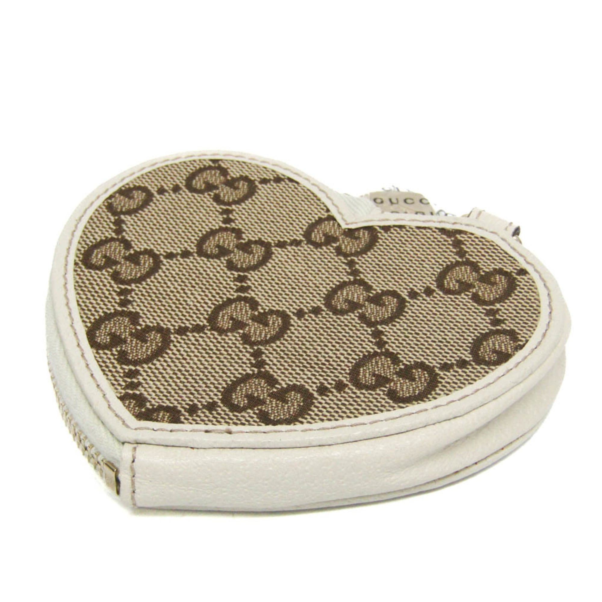 Gucci Gucci Heart Motif 152615 Women's GG Canvas,Leather Coin Purse/coin Case Beige,Off-white Size ONE SIZE - 3 Thumbnail