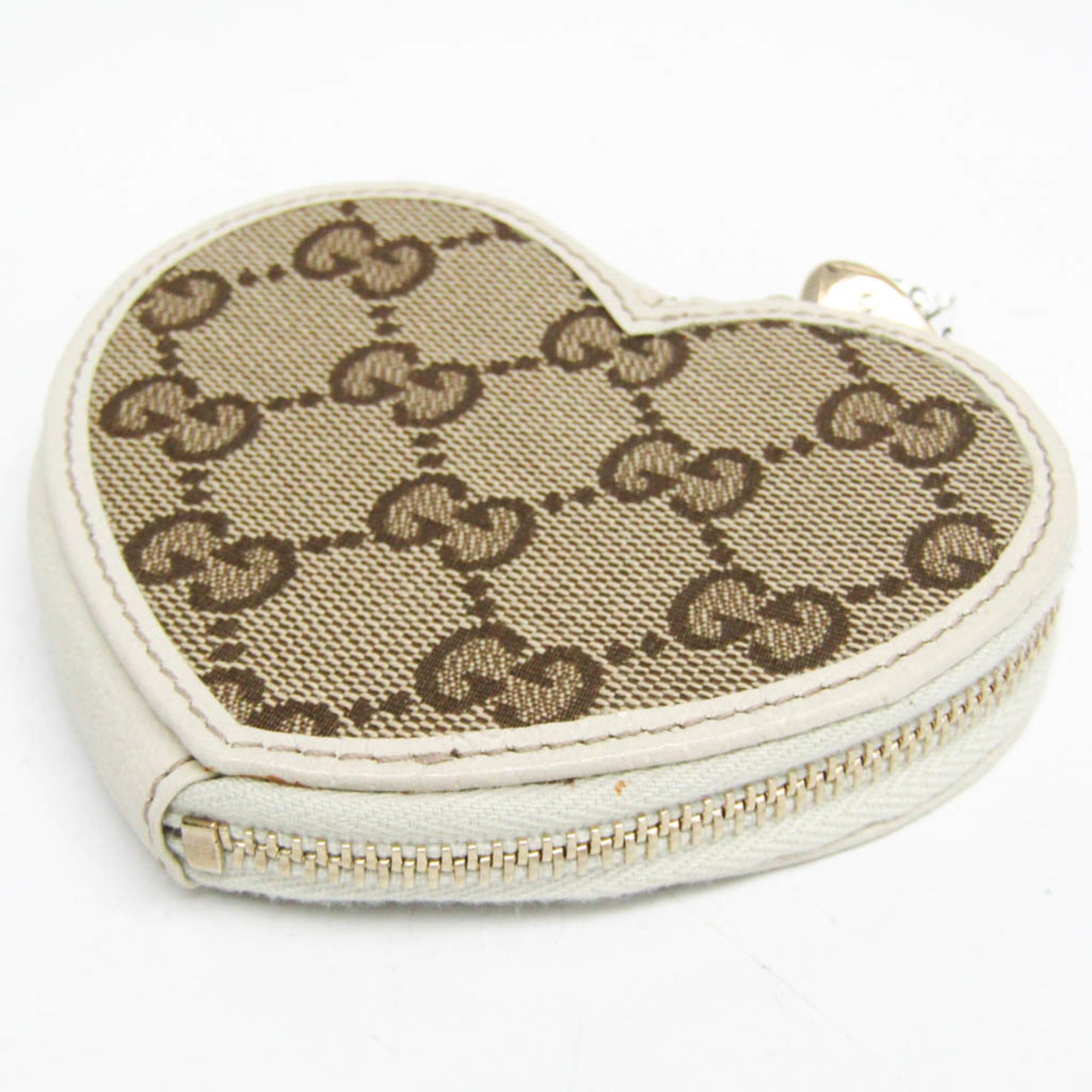 Gucci Gucci Heart Motif 152615 Women's GG Canvas,Leather Coin Purse/coin Case Beige,Off-white Size ONE SIZE - 5 Thumbnail