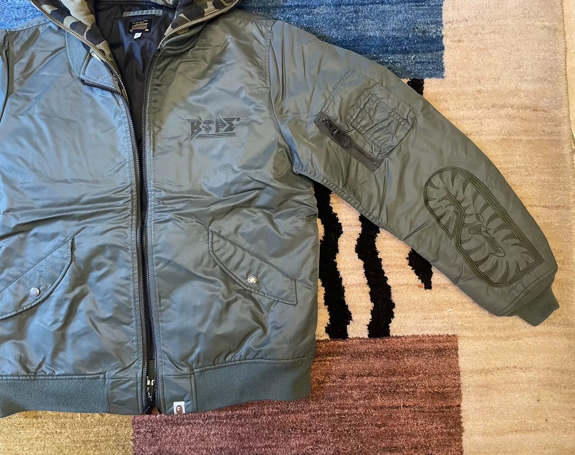 Bape Bape Classic Shark Hat Flight Jacket Size US L / EU 52-54 / 3 - 4 Thumbnail