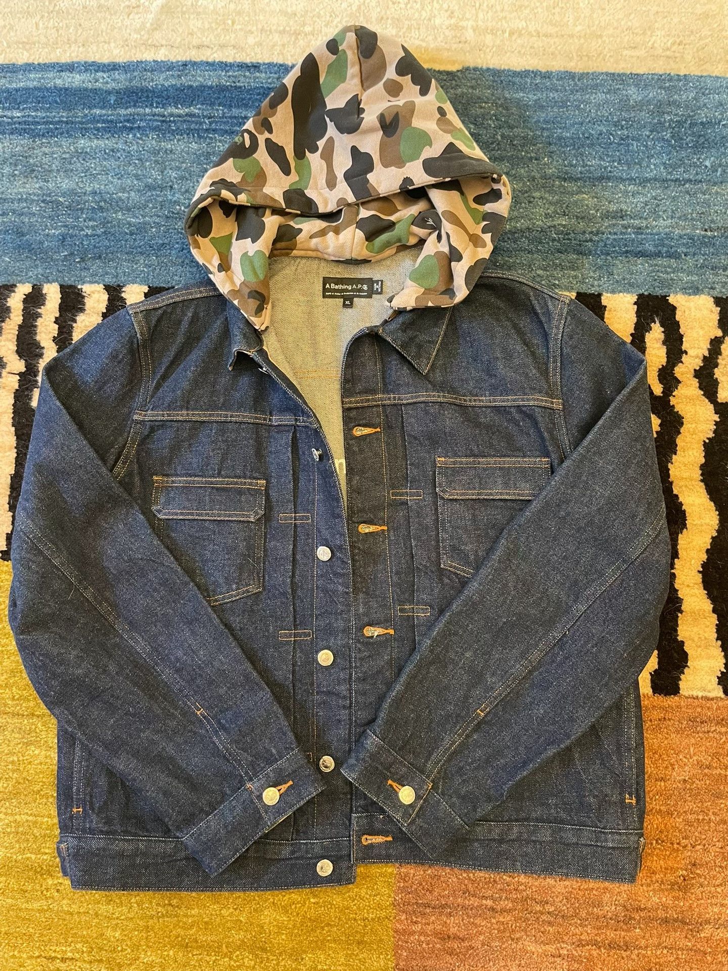 Bape A.P.C. Bape Collaboration Camo Hat Denim Jacket Size US XL / EU 56 / 4 - 2 Thumbnail