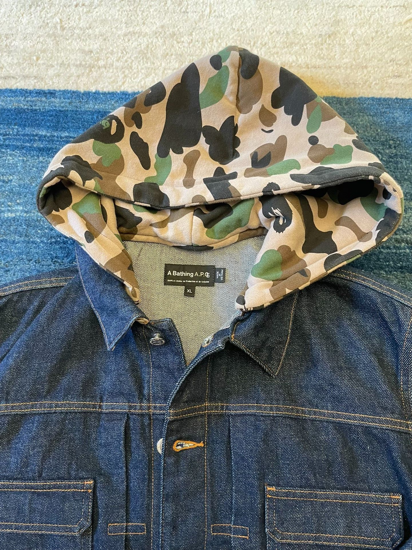 Bape A.P.C. Bape Collaboration Camo Hat Denim Jacket Size US XL / EU 56 / 4 - 3 Thumbnail