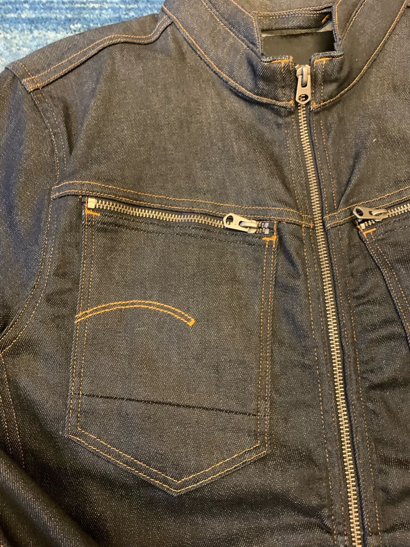 G-Star G-star Slim Fit Moto Raw Denim Jacket Size US L / EU 52-54 / 3 - 4 Thumbnail