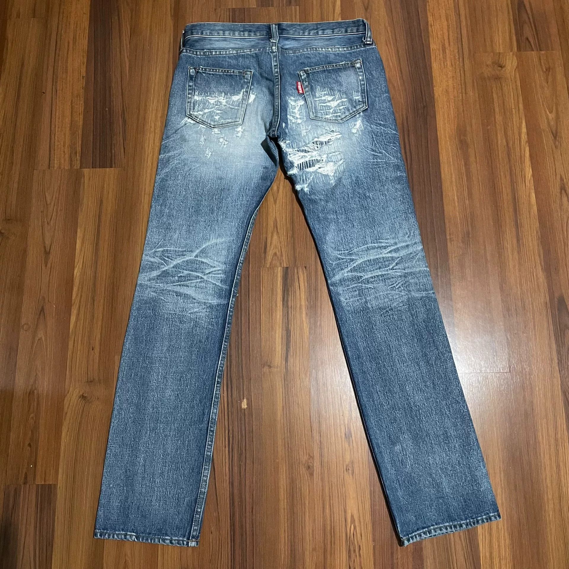 Marblesoda MARBLES Japan Patched Distressed Denim Jeans Size US 26 / EU 42 - 2 Thumbnail