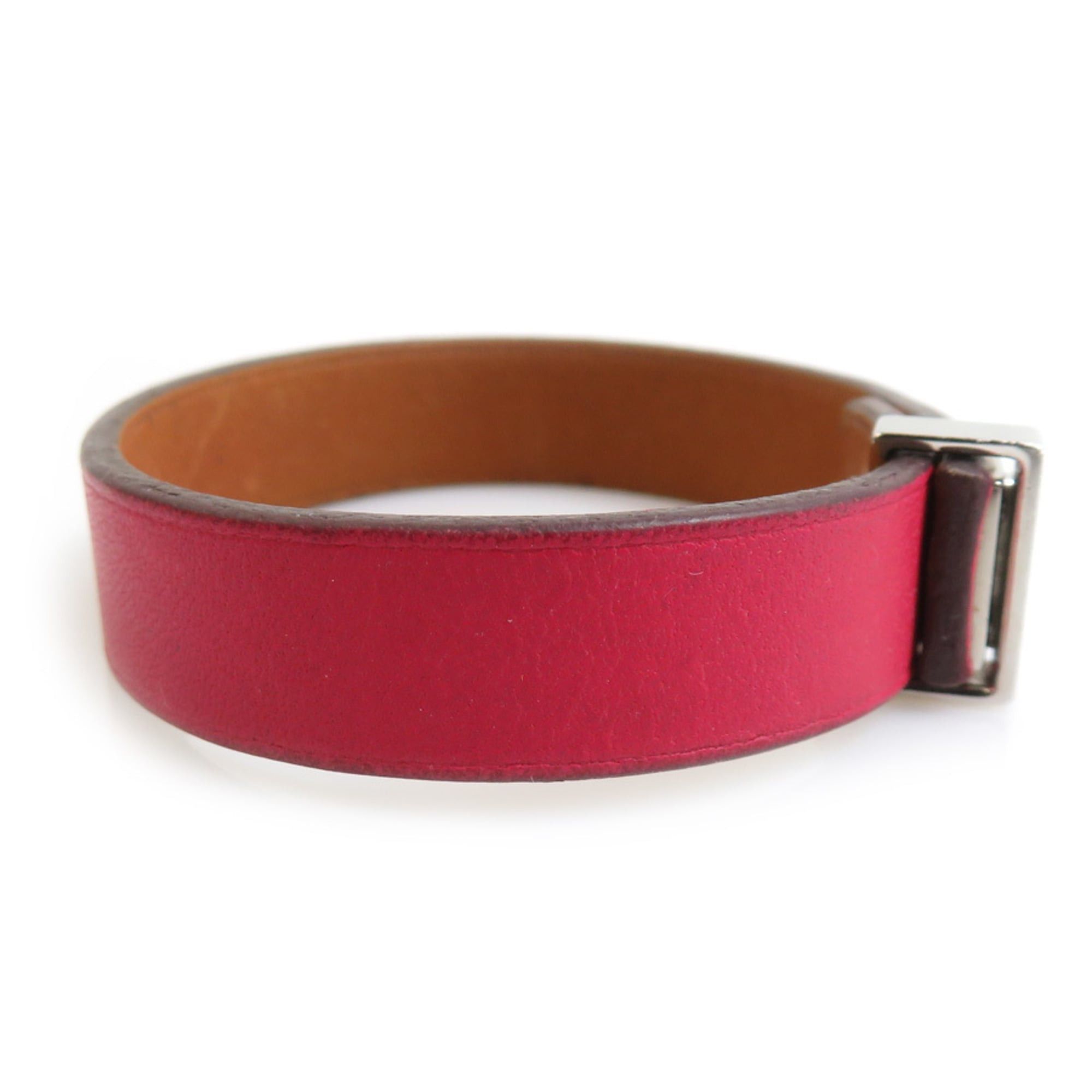 Hermes Hermes Hermès Mini Dog Leather Metal Bracelet in Magenta and Silver for Women, Free Shipping, e61540g Size ONE SIZE - 4 Thumbnail