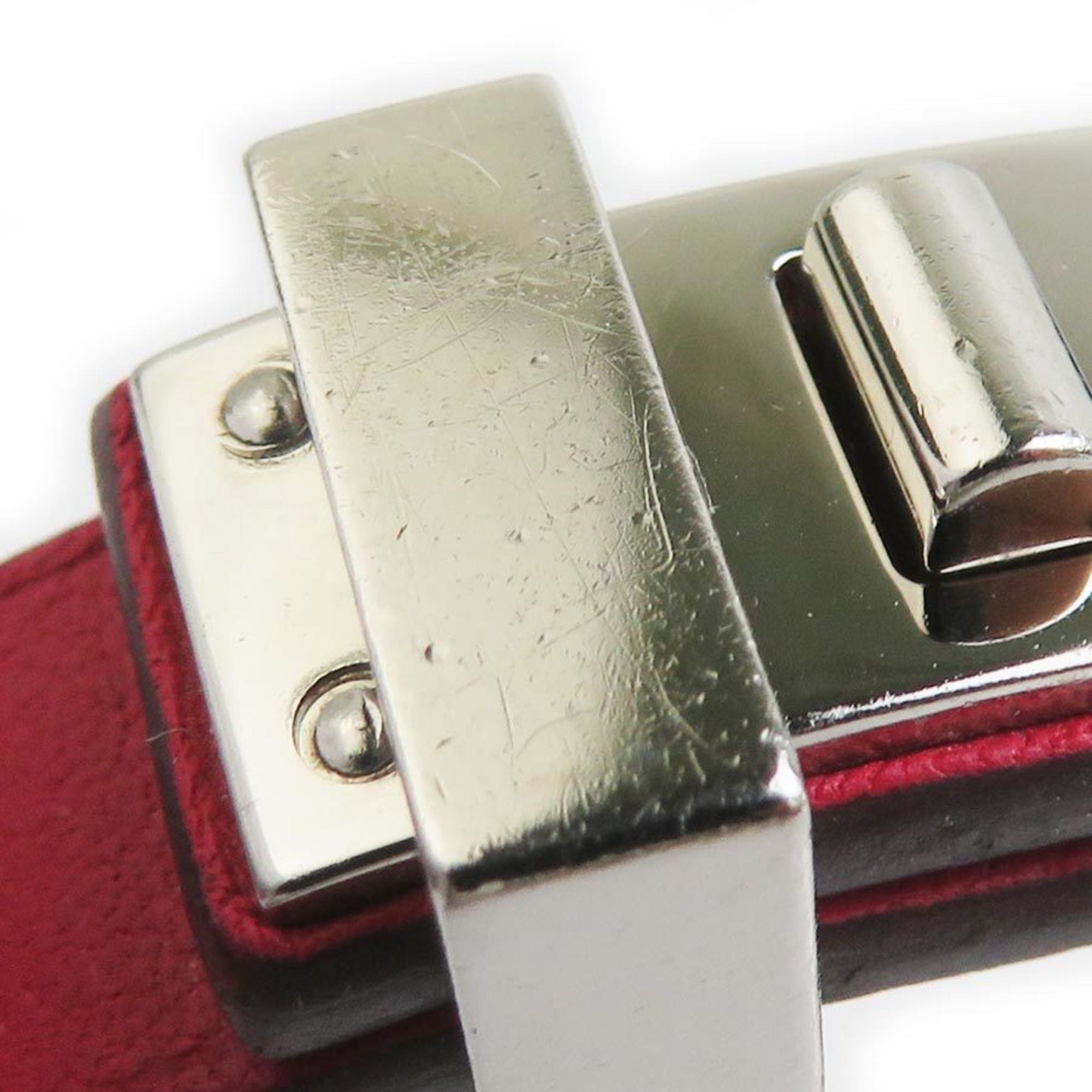 Hermes Hermes Hermès Mini Dog Leather Metal Bracelet in Magenta and Silver for Women, Free Shipping, e61540g Size ONE SIZE - 5 Thumbnail