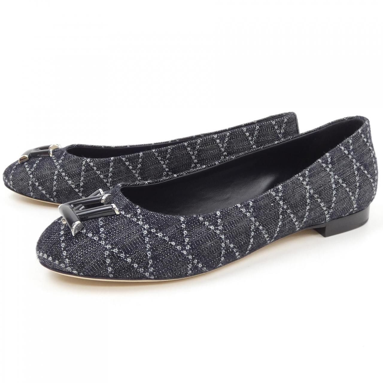 Louis Vuitton Louis Vuitton Louis Vuitton Shake Line Ballerina Denim Flat Shoes Textile Shoes DUTY FREE for USA Size ONE SIZE - 3 Thumbnail