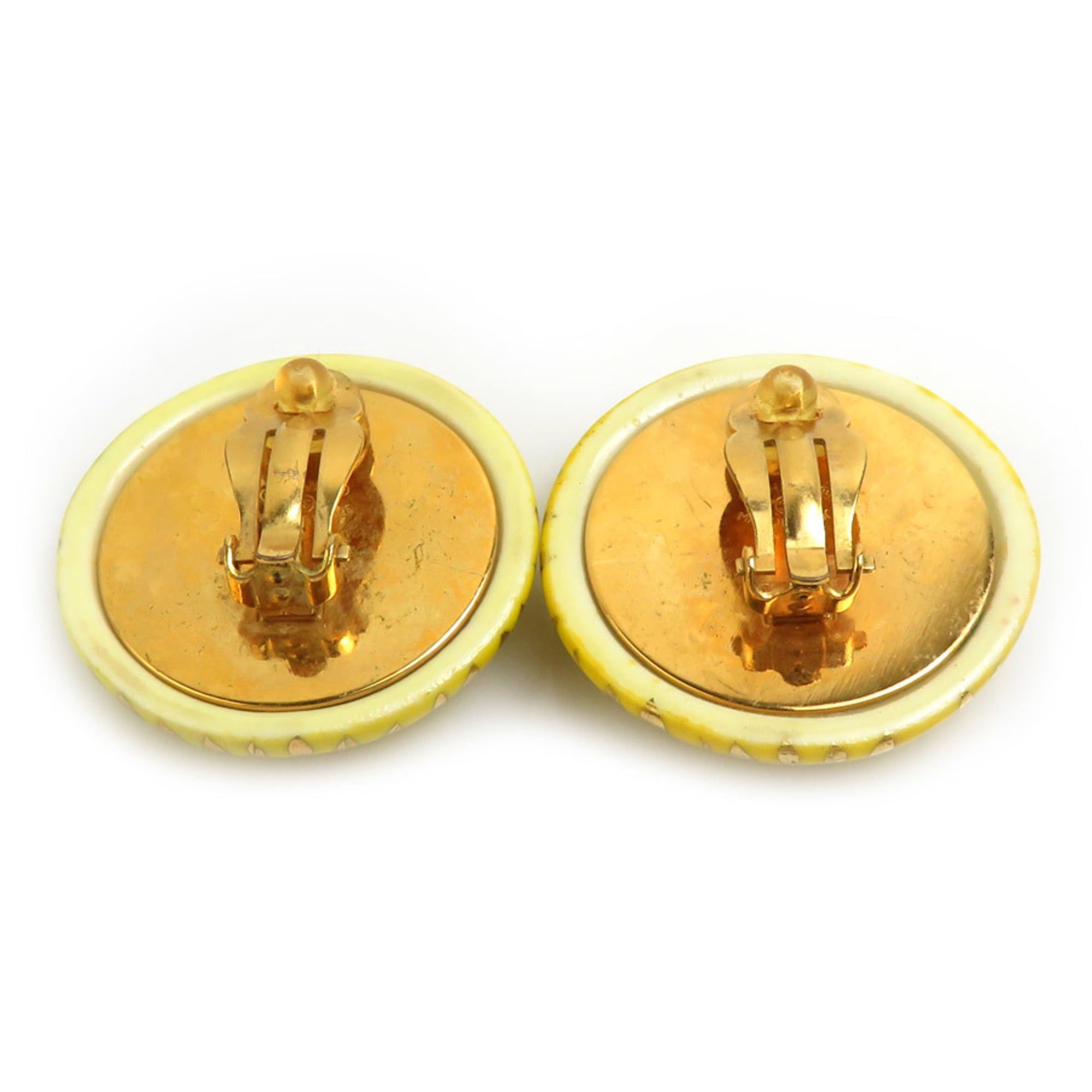 Chanel CHANEL Coco Mark Metal Earrings in Porcelain and Yellow Gold, Women's, Free Shipping, e60286 Size ONE SIZE - 5 Thumbnail