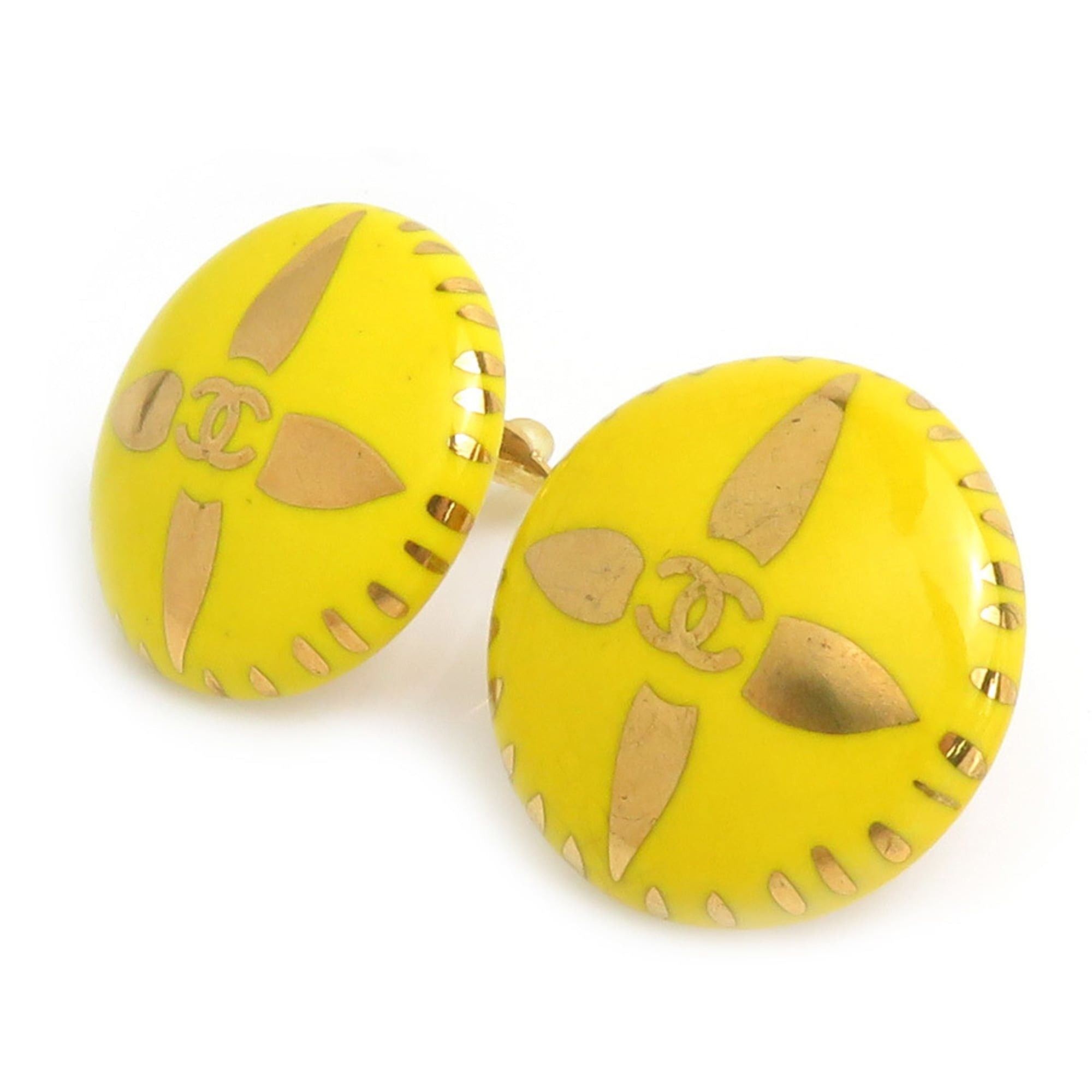 Chanel CHANEL Coco Mark Metal Earrings in Porcelain and Yellow Gold, Women's, Free Shipping, e60286 Size ONE SIZE - 2 Thumbnail