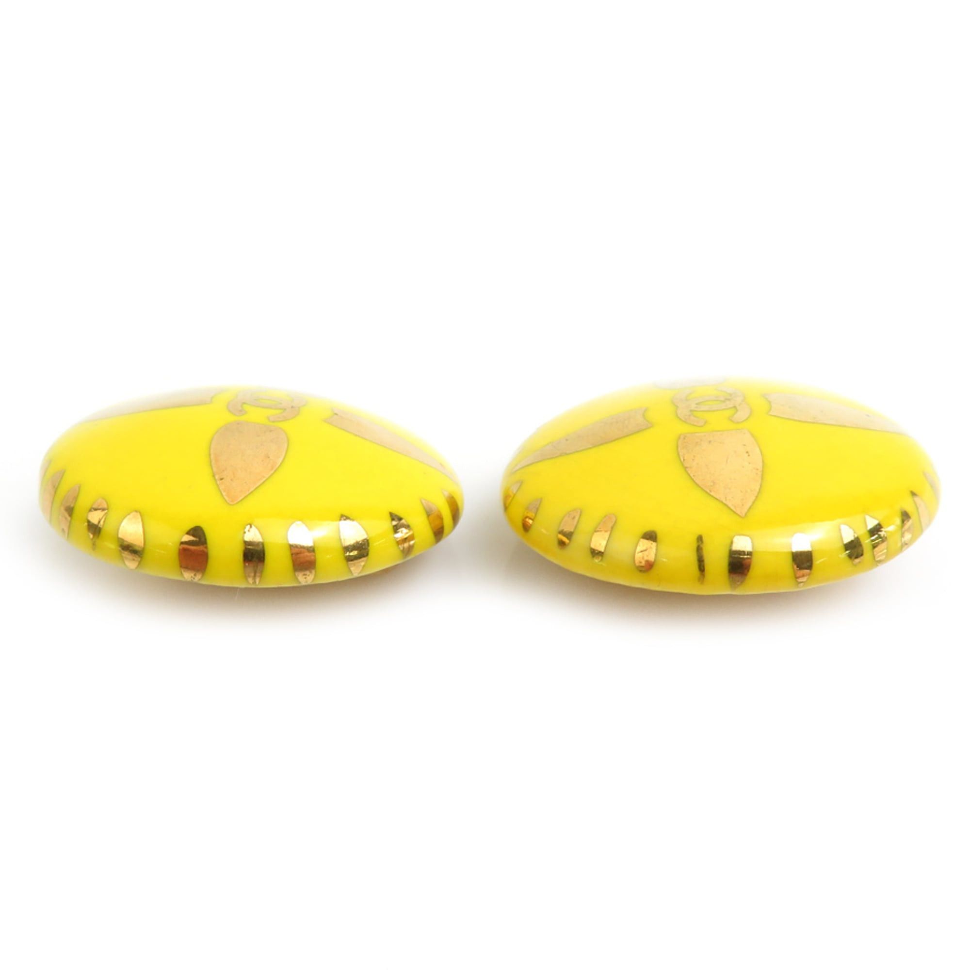Chanel CHANEL Coco Mark Metal Earrings in Porcelain and Yellow Gold, Women's, Free Shipping, e60286 Size ONE SIZE - 3 Thumbnail