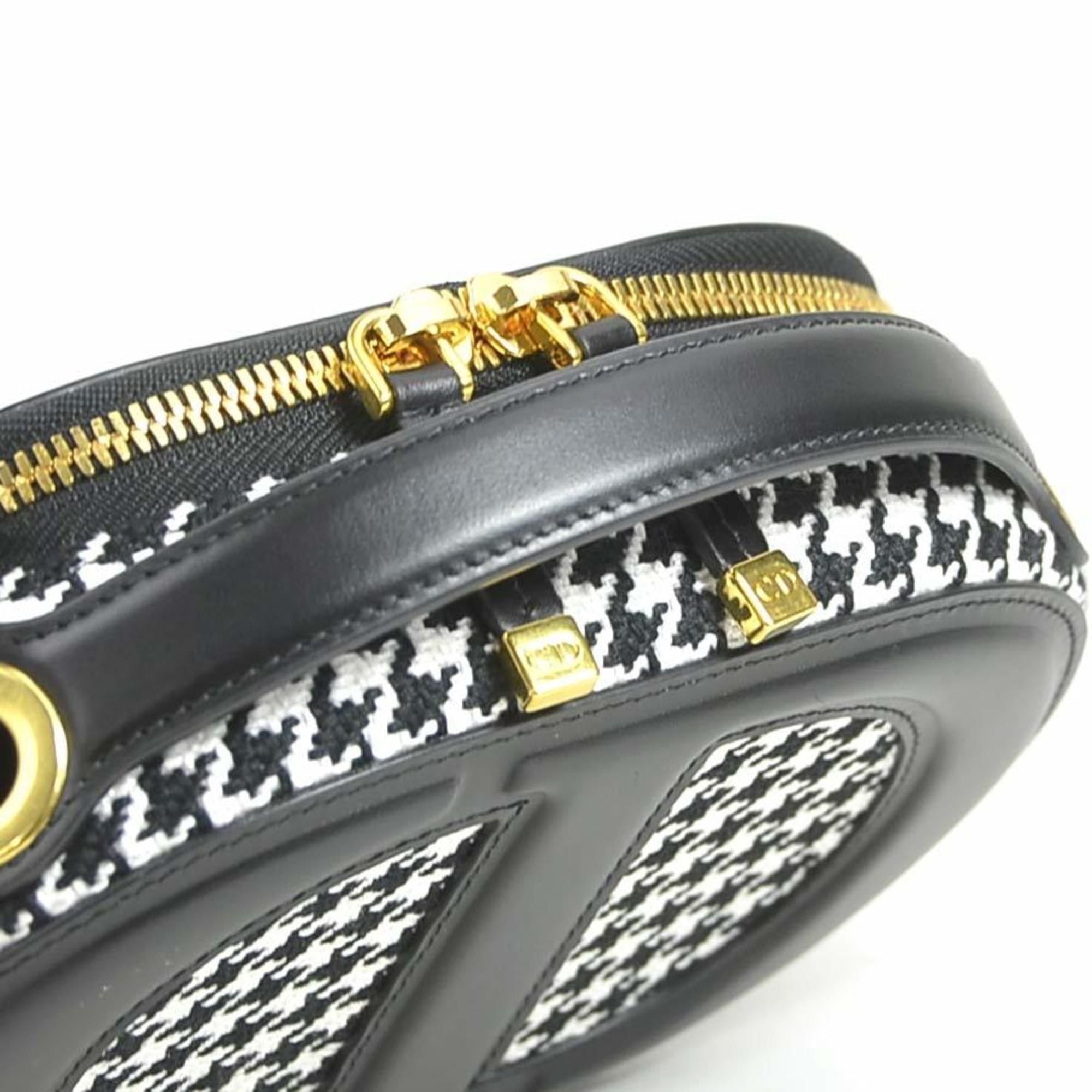 Dior Christian Dior CD Signature Oval Camera Bag, Leather and Canvas, Black White, Women's, Free Shipping, 90092g Size ONE SIZE - 8 Thumbnail