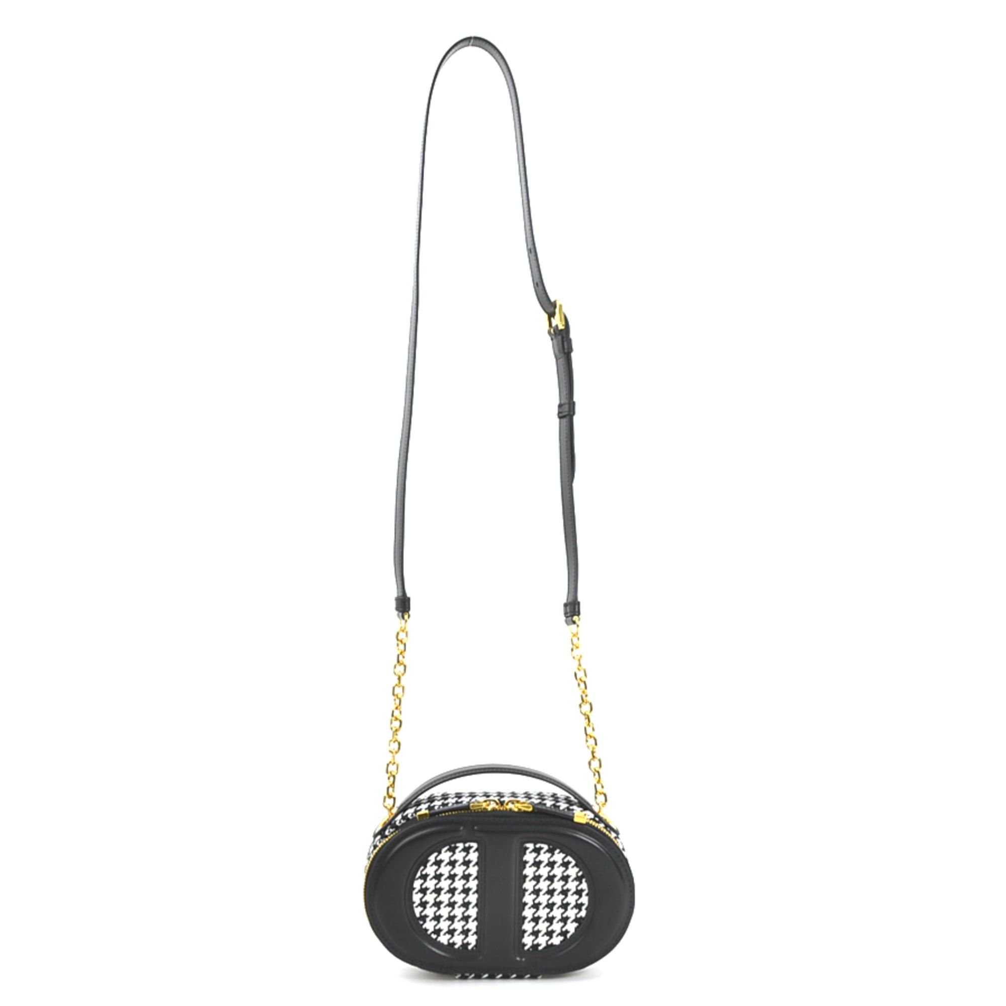 Dior Christian Dior CD Signature Oval Camera Bag, Leather and Canvas, Black White, Women's, Free Shipping, 90092g Size ONE SIZE - 13 Thumbnail