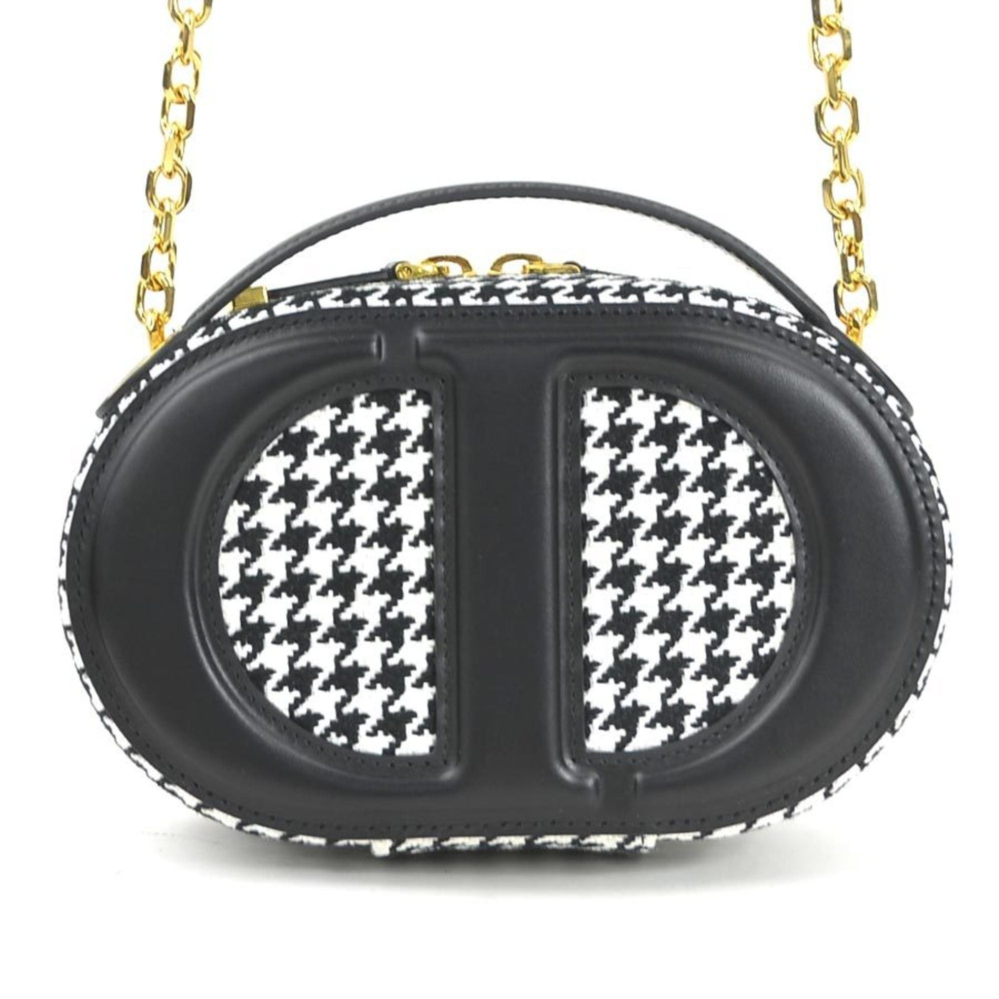 Dior Christian Dior CD Signature Oval Camera Bag, Leather and Canvas, Black White, Women's, Free Shipping, 90092g Size ONE SIZE - 3 Thumbnail