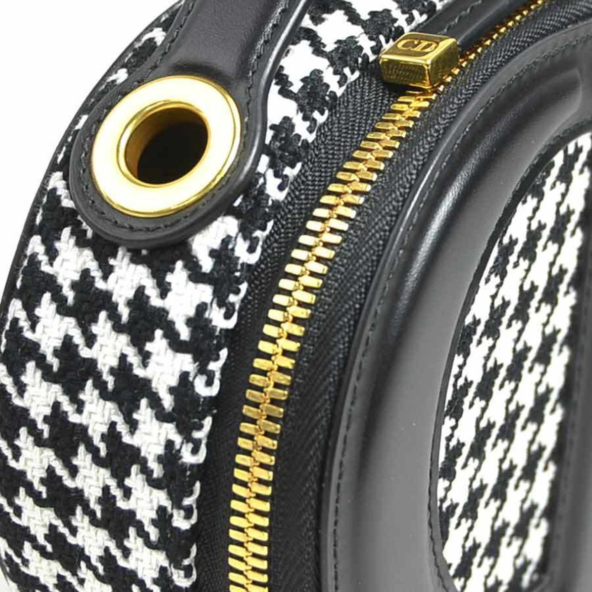 Dior Christian Dior CD Signature Oval Camera Bag, Leather and Canvas, Black White, Women's, Free Shipping, 90092g Size ONE SIZE - 6 Thumbnail