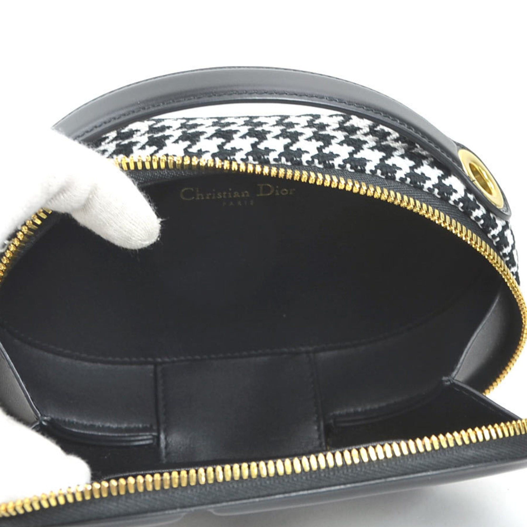 Dior Christian Dior CD Signature Oval Camera Bag, Leather and Canvas, Black White, Women's, Free Shipping, 90092g Size ONE SIZE - 5 Thumbnail