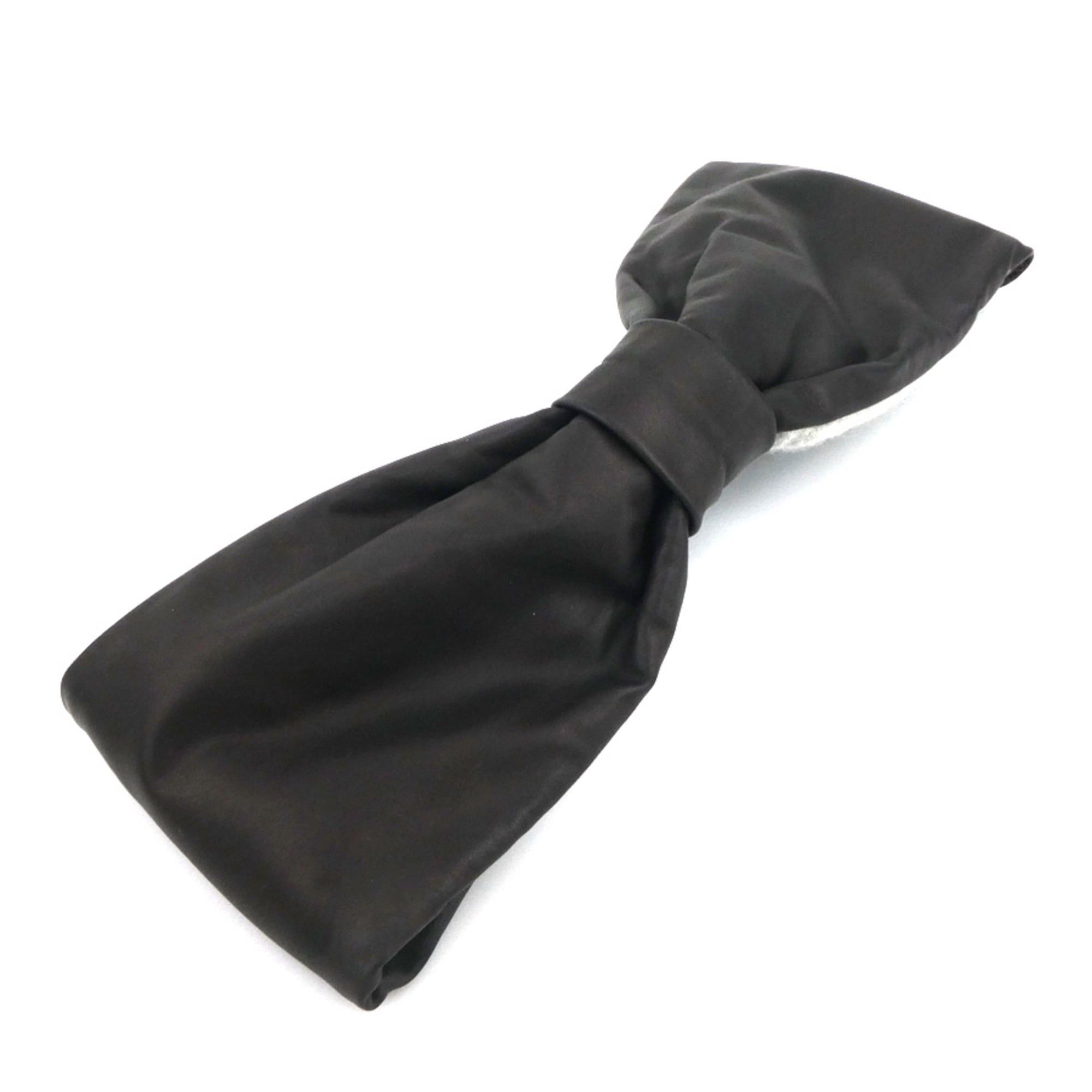 Hermes Hermes Hermès headband in calfskin cashmere, black and gray, women's, free shipping, e61504a Size ONE SIZE - 7 Thumbnail