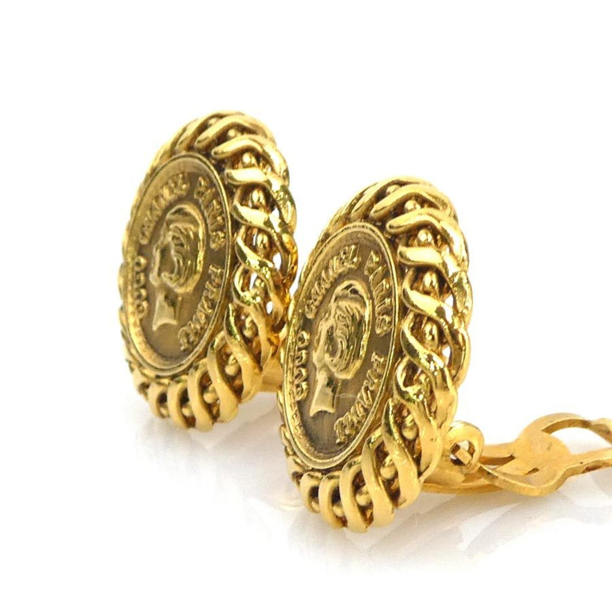 CHANEL Medallion Metal Gold Earrings for Women, Free Shipping e61507i
