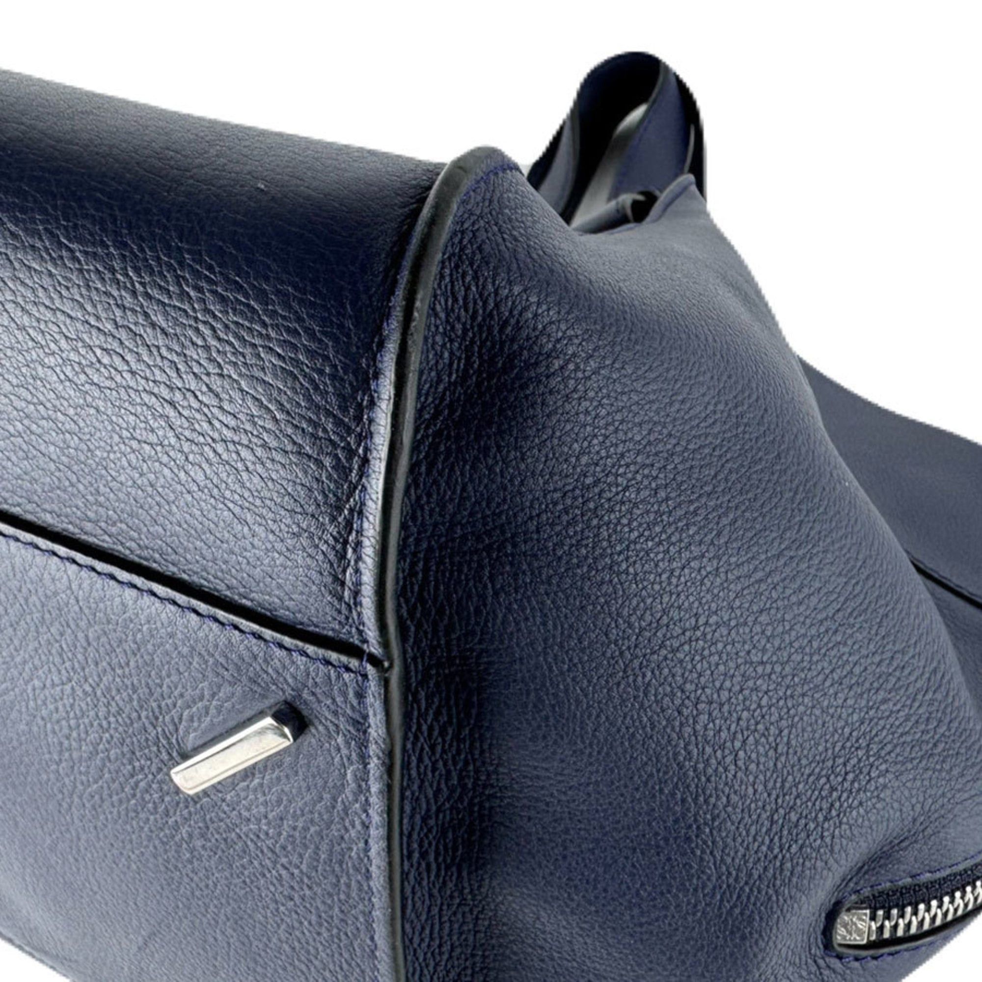 Loewe LOEWE Hammock Leather Handbag/Shoulder Bag in Navy and Silver, Women's, Free Shipping, z8577 Size ONE SIZE - 9 Thumbnail