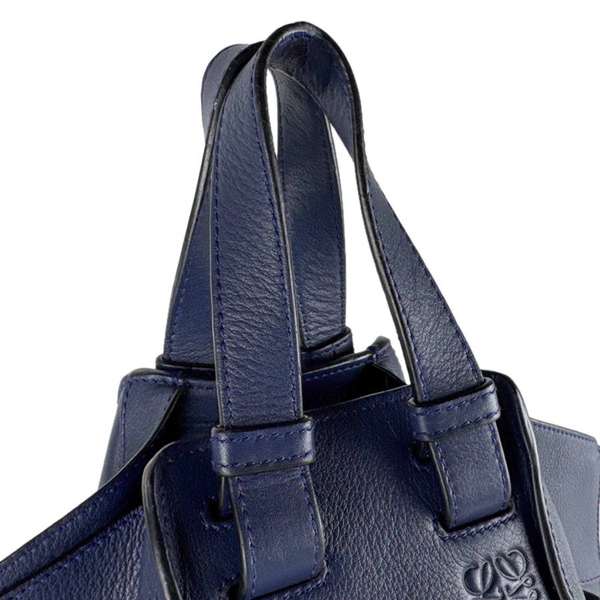 Loewe LOEWE Hammock Leather Handbag/Shoulder Bag in Navy and Silver, Women's, Free Shipping, z8577 Size ONE SIZE - 10 Thumbnail