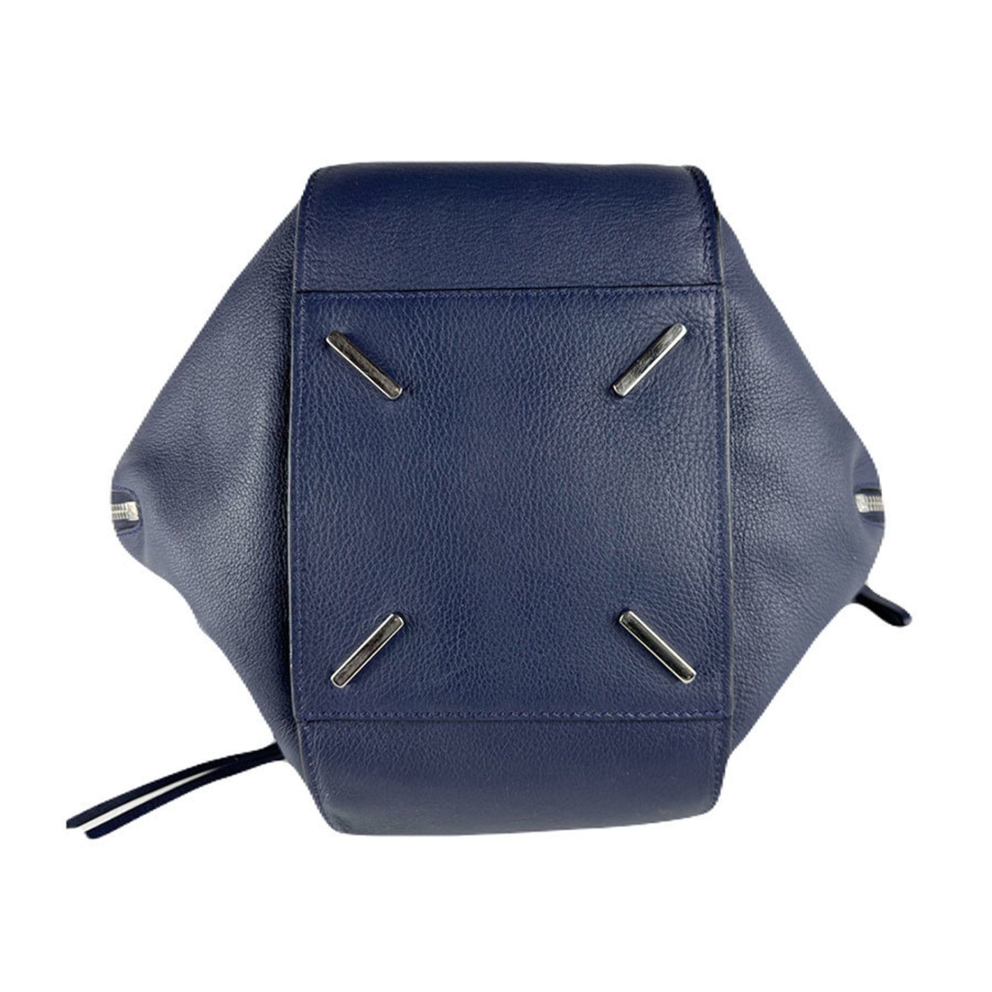 Loewe LOEWE Hammock Leather Handbag/Shoulder Bag in Navy and Silver, Women's, Free Shipping, z8577 Size ONE SIZE - 4 Thumbnail