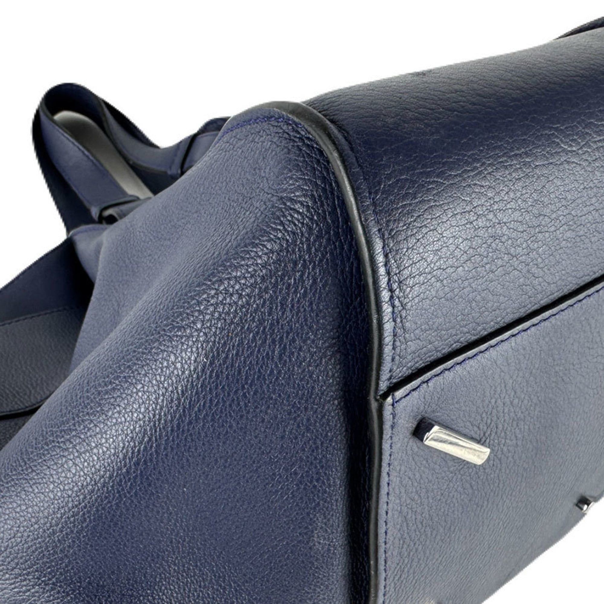 Loewe LOEWE Hammock Leather Handbag/Shoulder Bag in Navy and Silver, Women's, Free Shipping, z8577 Size ONE SIZE - 8 Thumbnail