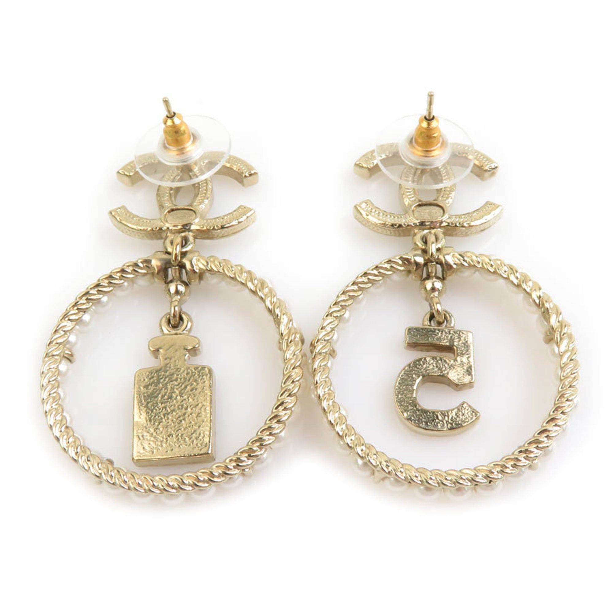 Chanel CHANEL Metal Earrings with Faux Pearls in Gold and White, Women's, Free Shipping, h31957g Size ONE SIZE - 4 Thumbnail