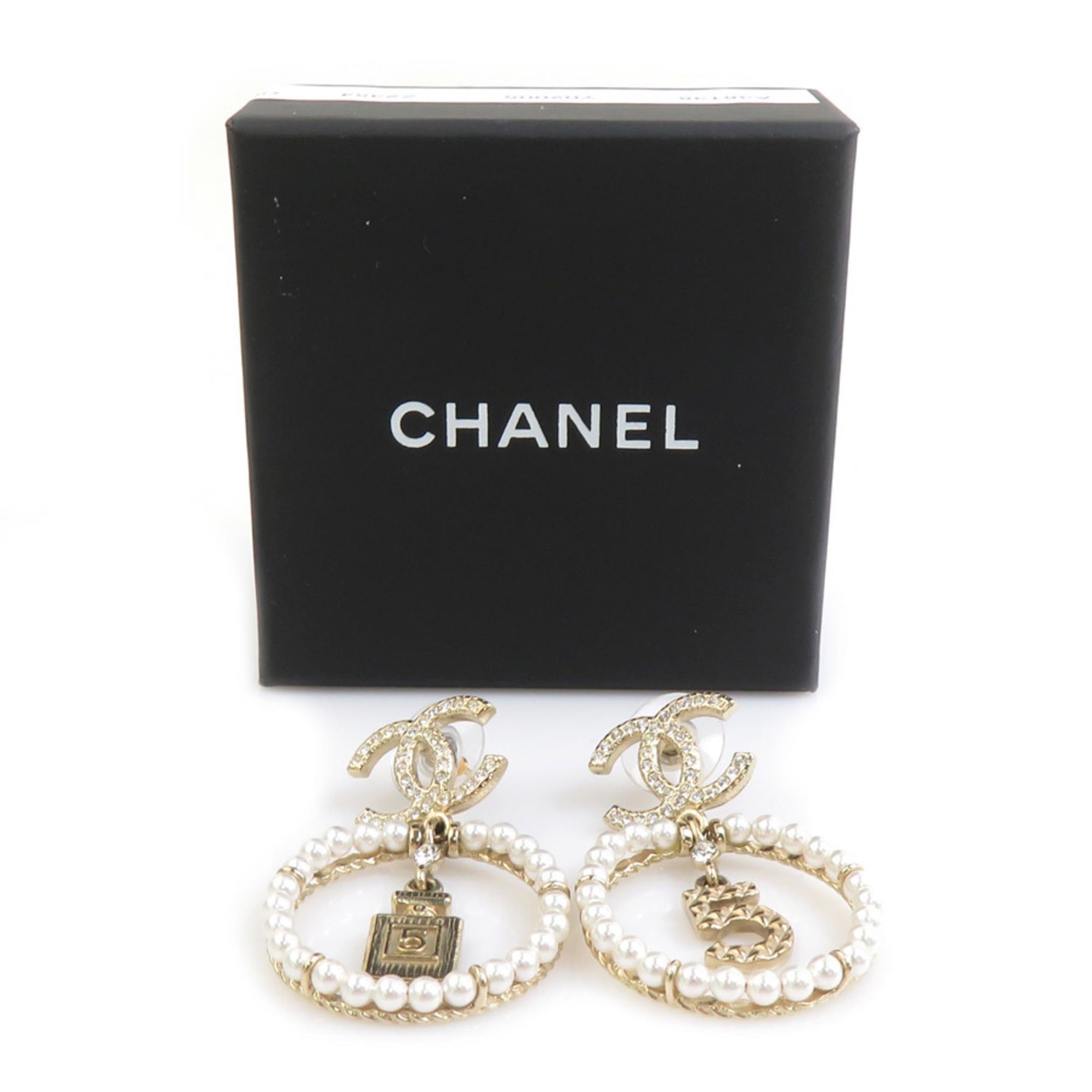 Chanel CHANEL Metal Earrings with Faux Pearls in Gold and White, Women's, Free Shipping, h31957g Size ONE SIZE - 8 Thumbnail
