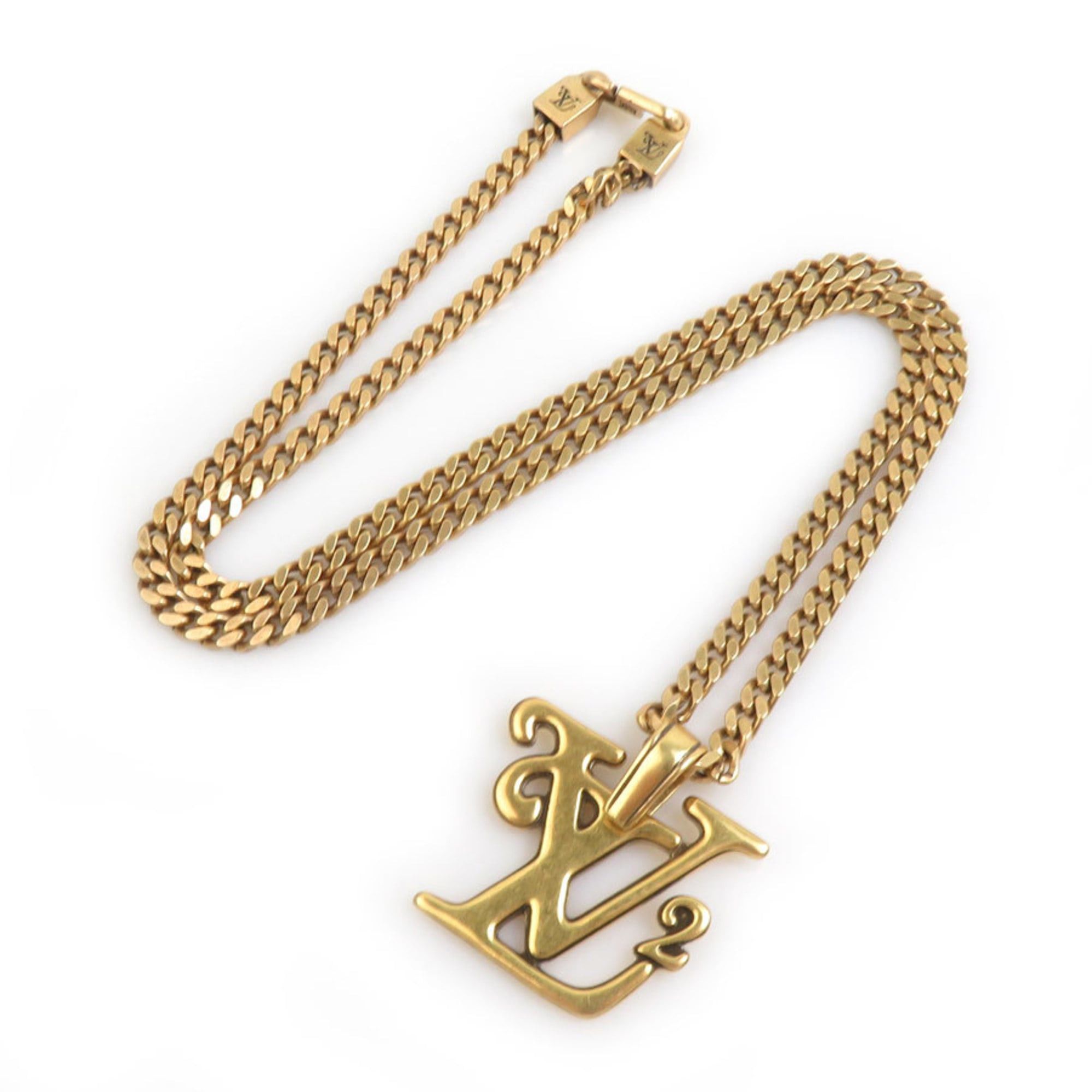 Louis Vuitton Louis Vuitton Collier Squared Necklace in LV Metal Gold for Men, MP2692, Free Shipping (h31959i) Size ONE SIZE - 2 Thumbnail