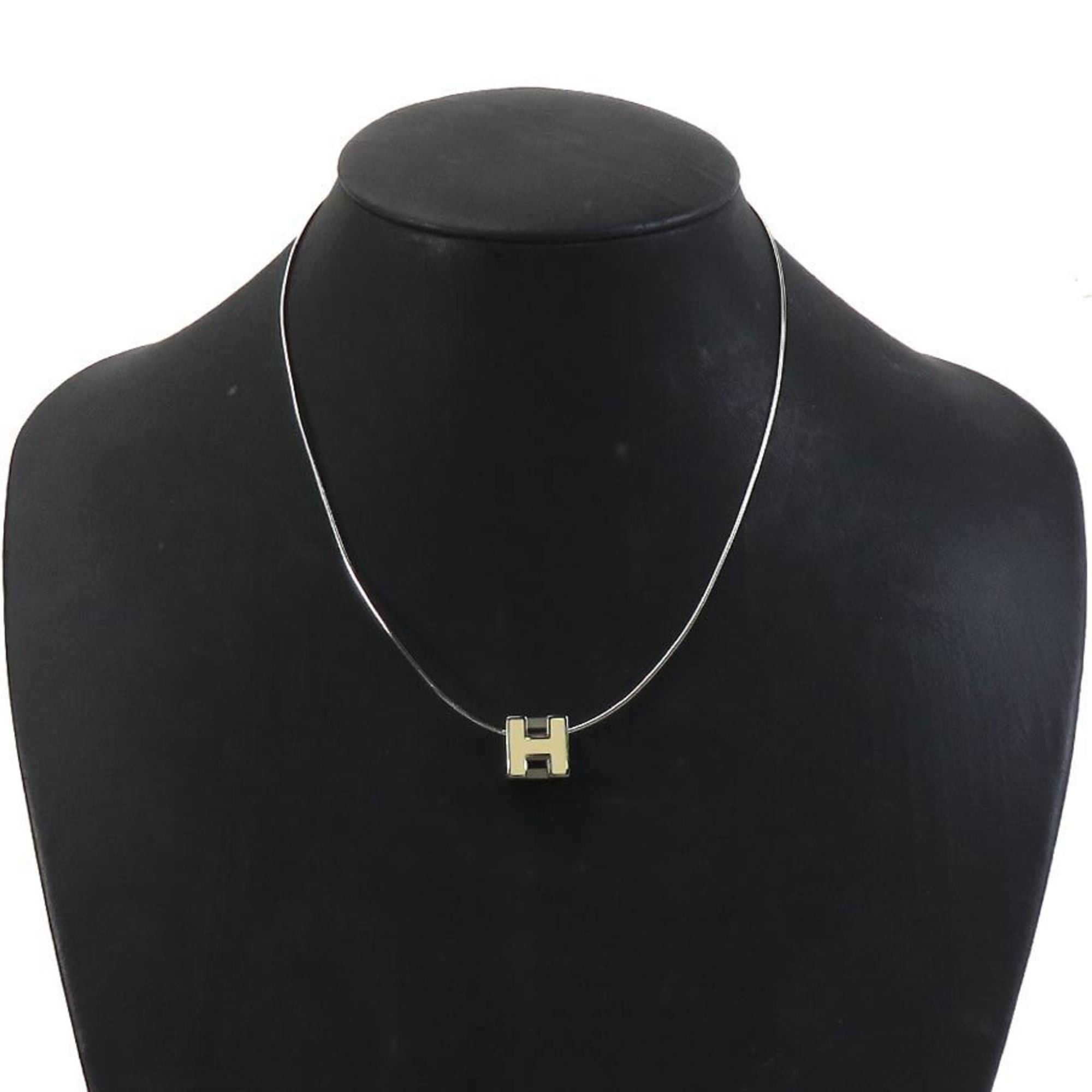 Hermes Hermes Hermès Necklace, Carage d'Ache, H Cube, Metal, Ivory and Silver, Women's, Free Shipping, h31951g Size ONE SIZE - 10 Thumbnail