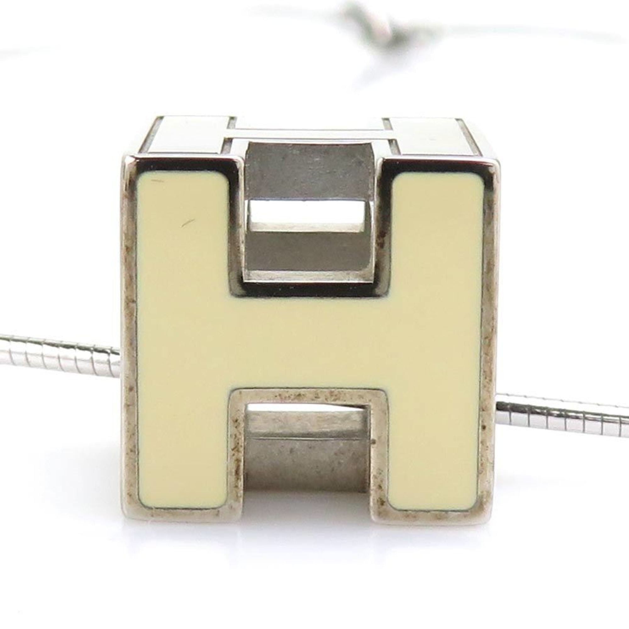 Hermes Hermes Hermès Necklace, Carage d'Ache, H Cube, Metal, Ivory and Silver, Women's, Free Shipping, h31951g Size ONE SIZE - 6 Thumbnail