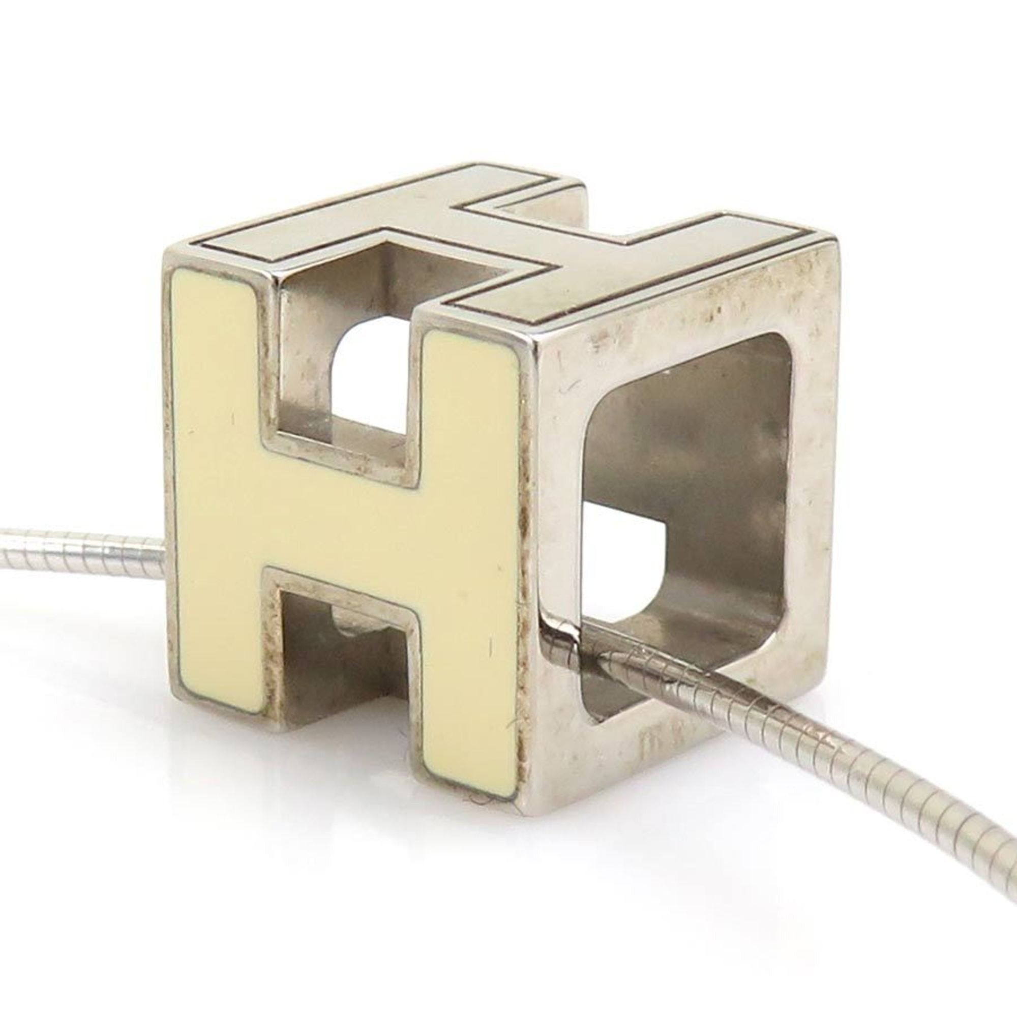 Hermes Hermes Hermès Necklace, Carage d'Ache, H Cube, Metal, Ivory and Silver, Women's, Free Shipping, h31951g Size ONE SIZE - 3 Thumbnail
