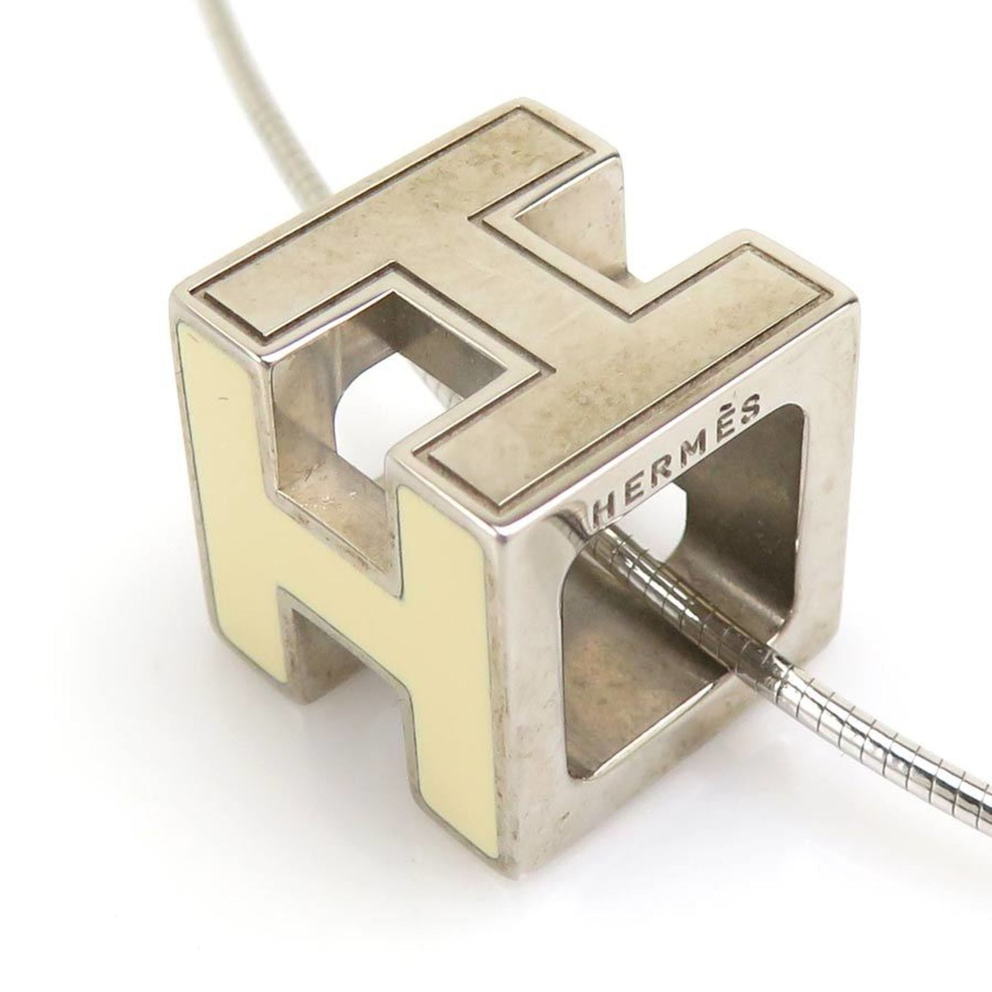 Hermes Hermes Hermès Necklace, Carage d'Ache, H Cube, Metal, Ivory and Silver, Women's, Free Shipping, h31951g Size ONE SIZE - 5 Thumbnail
