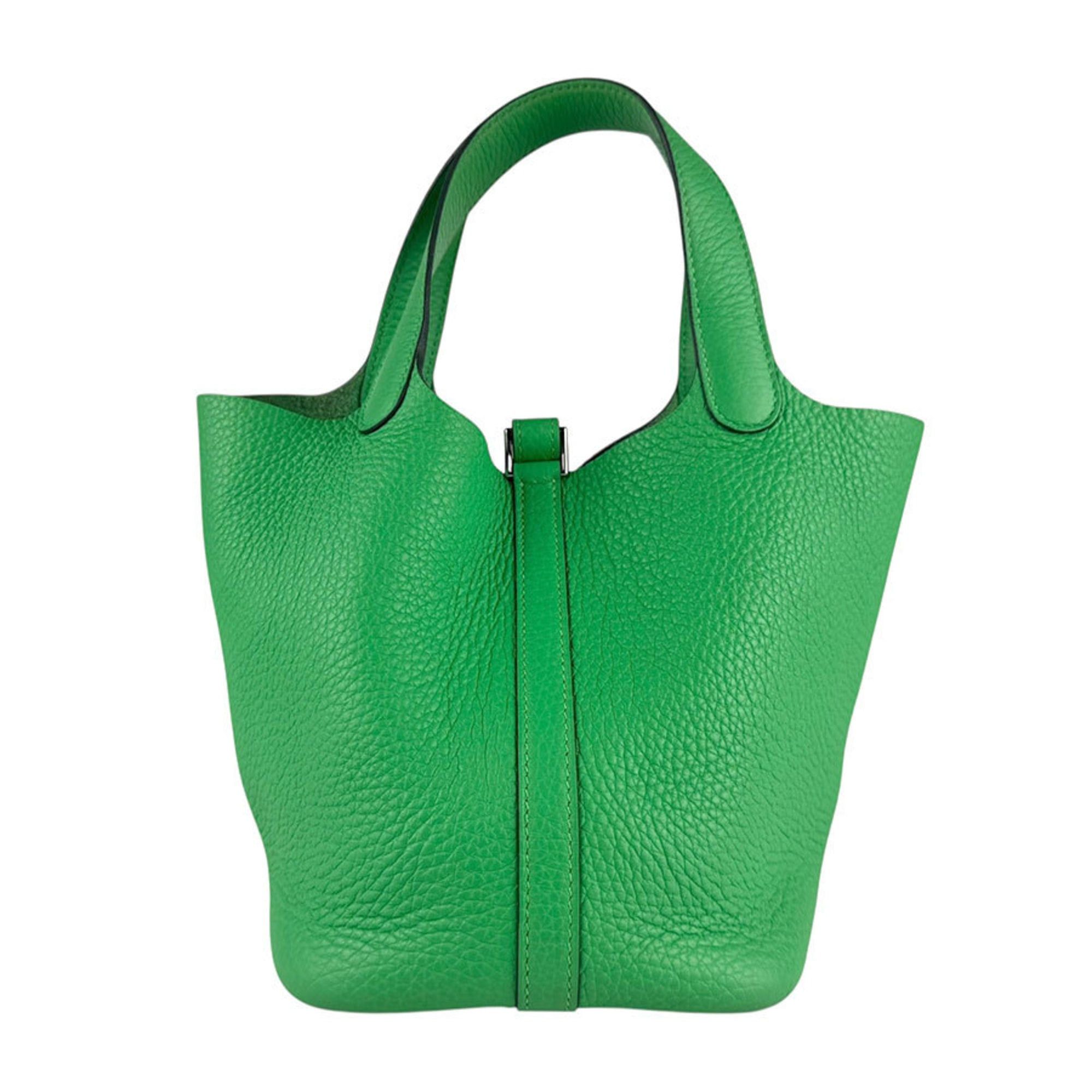 Hermes Hermes Hermès Picotin Lock PM 18 Handbag in Taurillon Clemence Leather with Vert Comics Silver, Women's, Free Shipping, z8089 Size ONE SIZE - 3 Thumbnail
