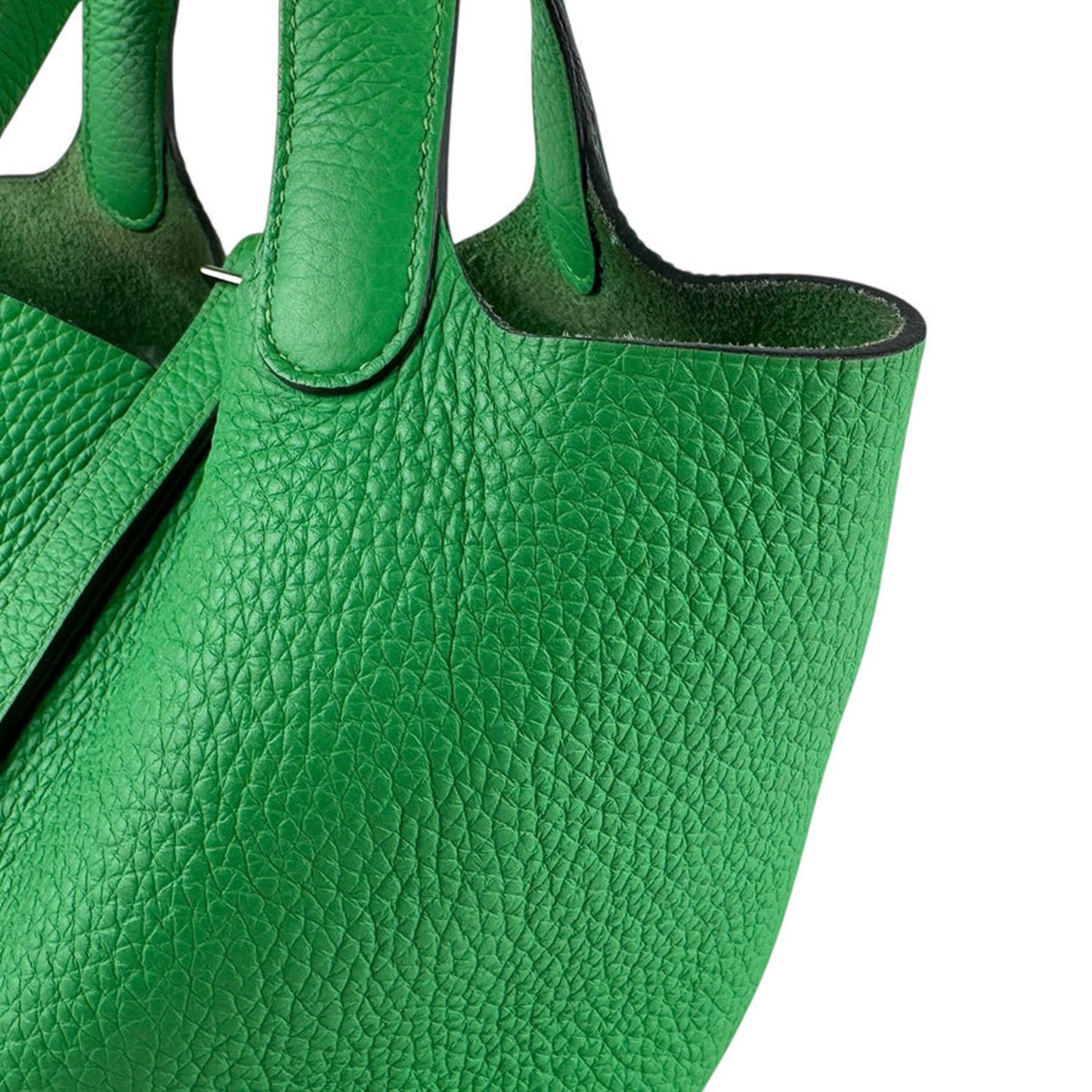 Hermes Hermes Hermès Picotin Lock PM 18 Handbag in Taurillon Clemence Leather with Vert Comics Silver, Women's, Free Shipping, z8089 Size ONE SIZE - 7 Thumbnail