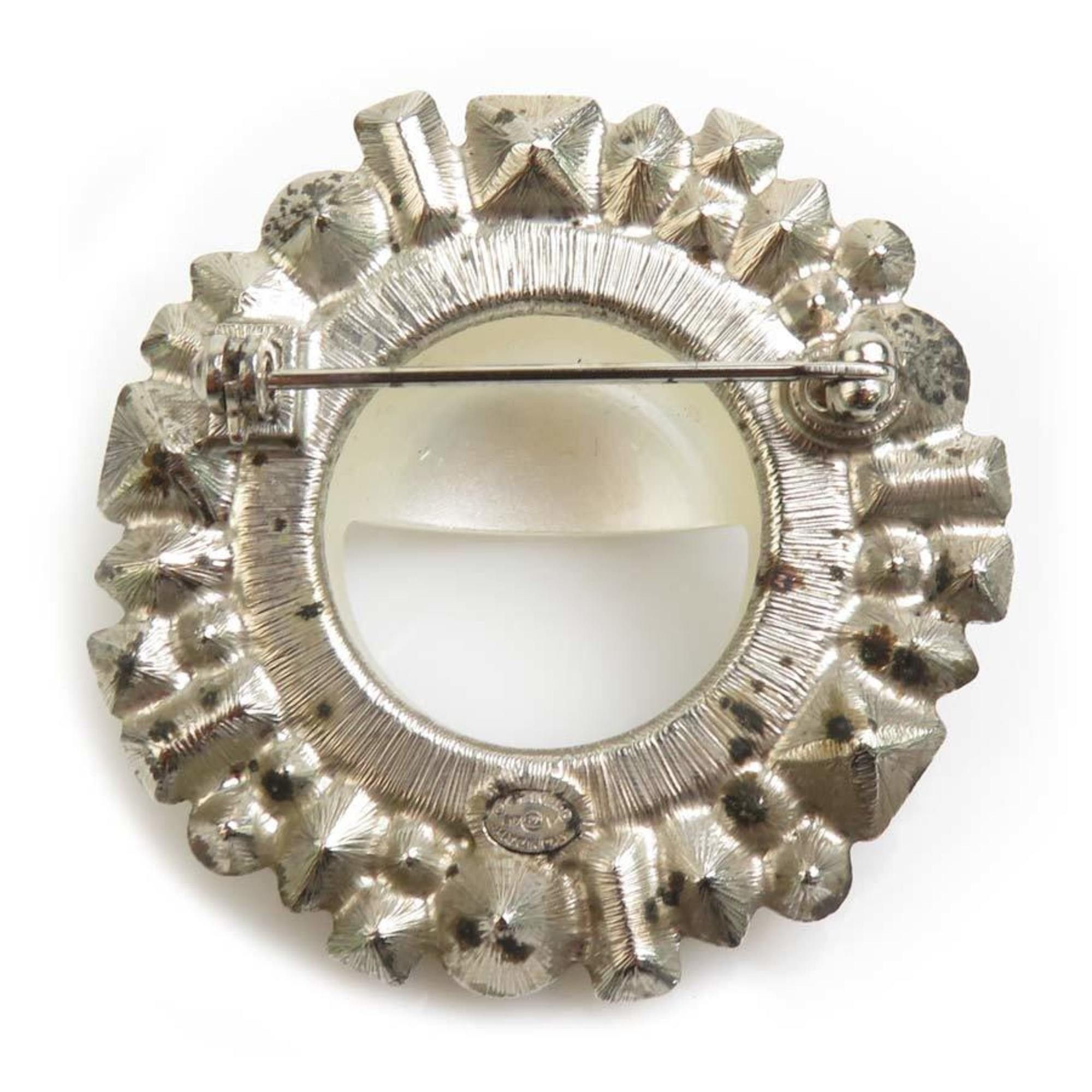 Chanel CHANEL Coco Mark Metal Brooch with Rhinestones in Silver and Black, Women's, Free Shipping, e61512i Size ONE SIZE - 6 Thumbnail