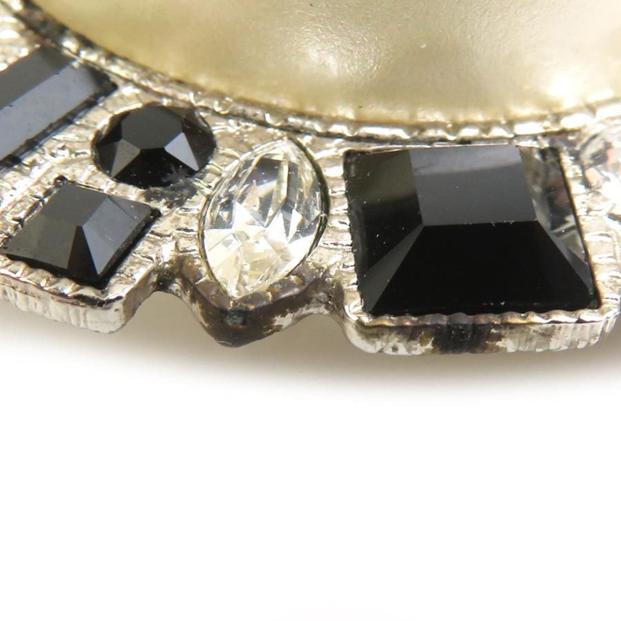Chanel CHANEL Coco Mark Metal Brooch with Rhinestones in Silver and Black, Women's, Free Shipping, e61512i Size ONE SIZE - 5 Thumbnail