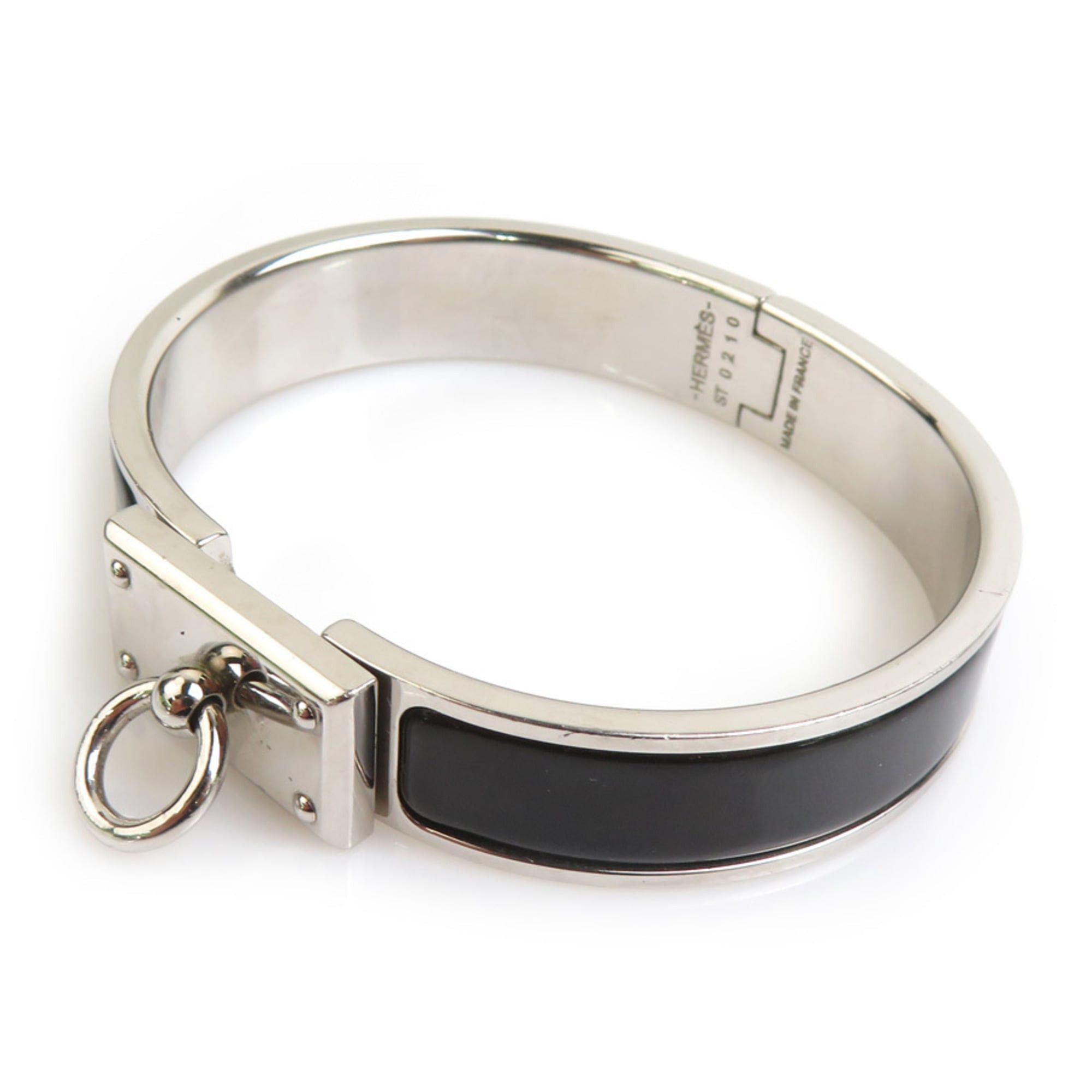 Hermes Hermes Hermès Click Aneau Bangle Bracelet in Metal and Enamel, Silver Black, Women's, Free Shipping, e61513a Size ONE SIZE - 5 Thumbnail