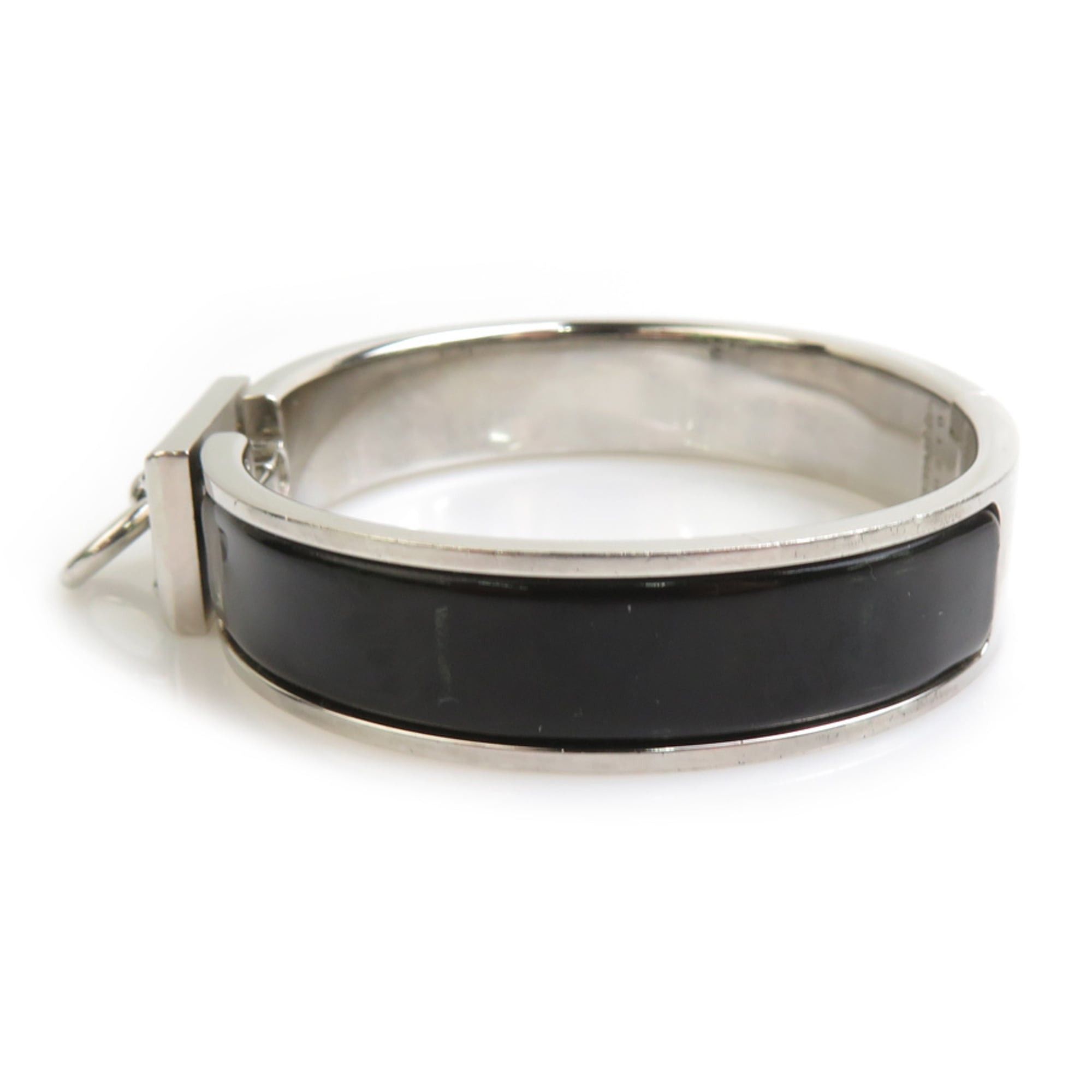 Hermes Hermes Hermès Click Aneau Bangle Bracelet in Metal and Enamel, Silver Black, Women's, Free Shipping, e61513a Size ONE SIZE - 4 Thumbnail